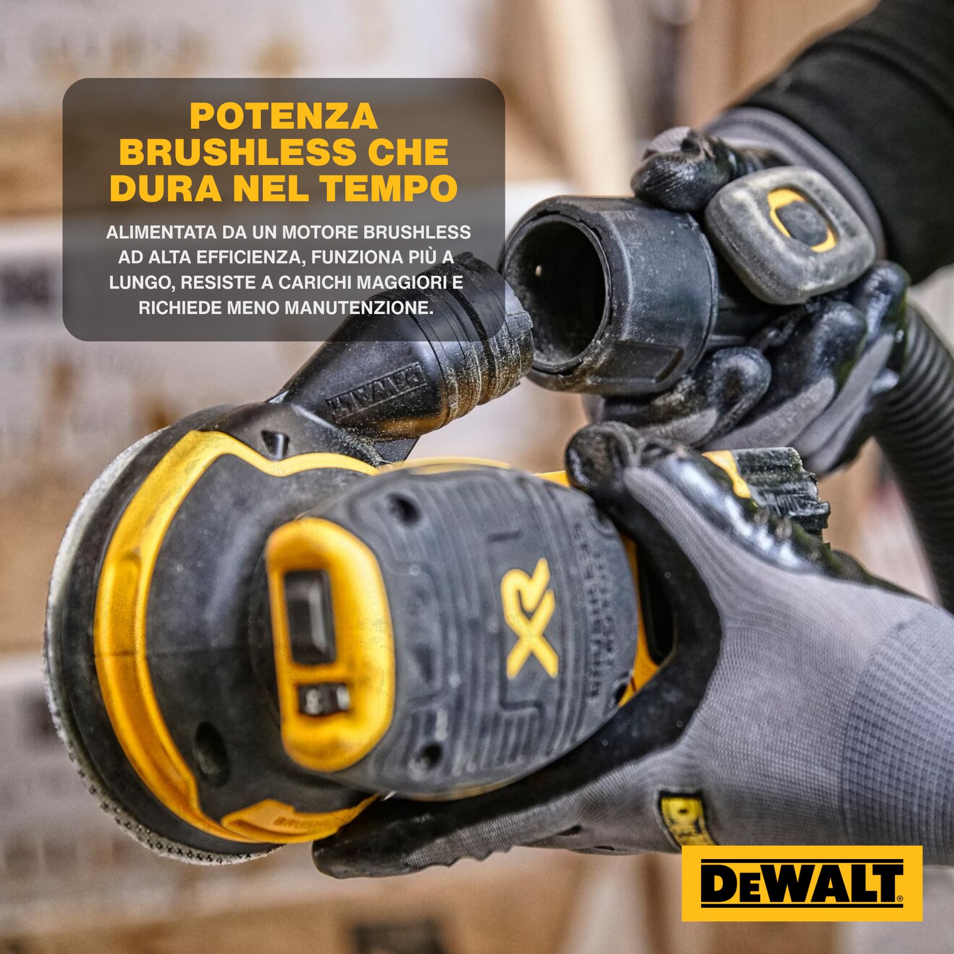 DEWALT Levigatrice Rotorbitale Brushless 18V XR, Platina 125mm, Regolazione Velocità, Impugnatura Ergonomica, Hook & Loop, Basse Vibrazioni, Interruttore Sigillato, Solo Corpo – DCW210NT-XJ