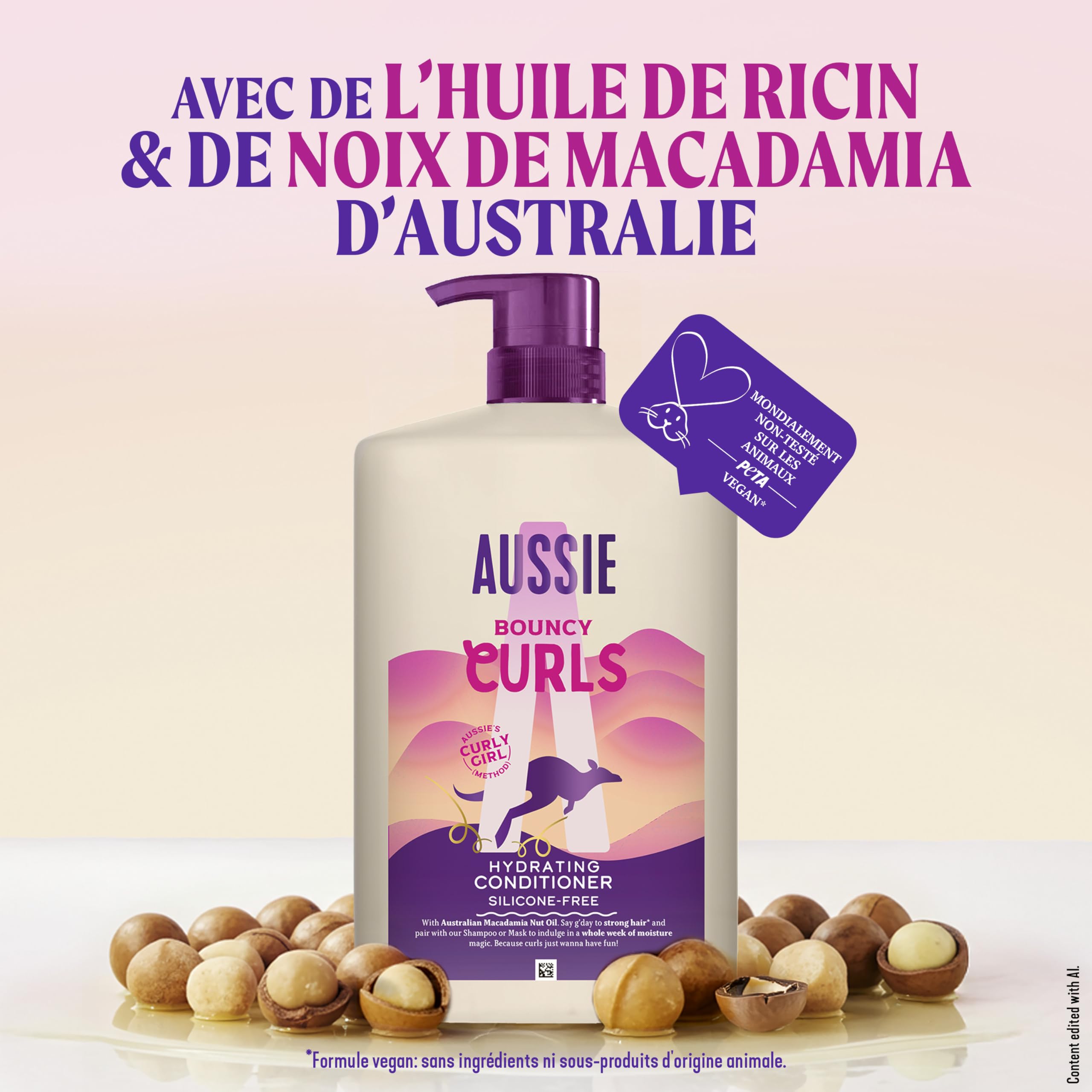 Aussie Bouncy Curls Après-Shampooing Hydratant 1000ml, Boost Hydratant Quotidien Pour Cheveux Bouclés et Ondulés, Avec Huiles de Jojoba, Coco et Macadamia, Ne Alourdit Pas, Végane