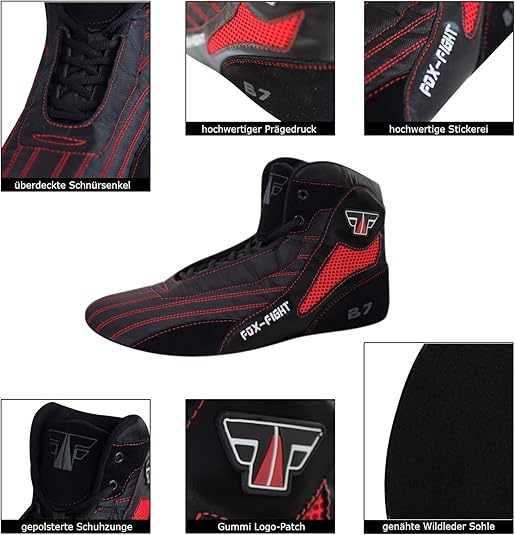 Scarpe Sambo FOX-FIGHT B7 In Pelle - Suola Flessibile Per Arti Marziali, Wrestling - Comfort E Grip