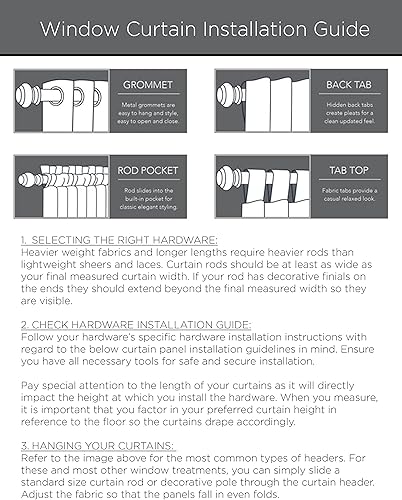 Miniatura 9 de Jessica Simpson - Cortina transparente Milly Bling  Cortinas para panel de ventana  Cortinas ligeras  Juego de 2 paneles con 2 alzapaños