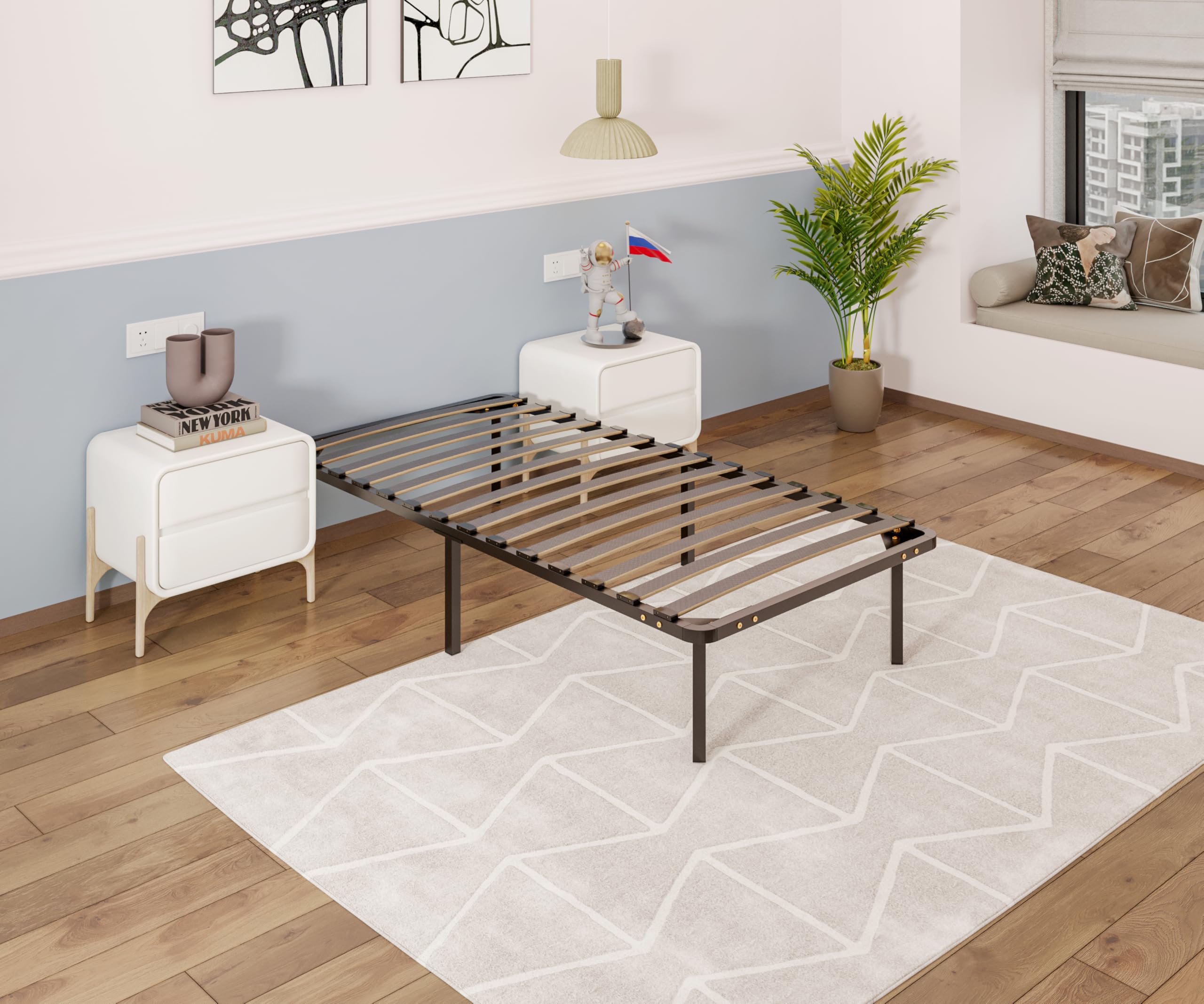 ARLAVYA Single Metal Bed Frame (6.5 Ft x 3 Ft) | Heavy Duty Steel Platform Bed with Springboard Slats | 12” Underbed Storage | Noise-Free | Easy Assembly | Black-image-17