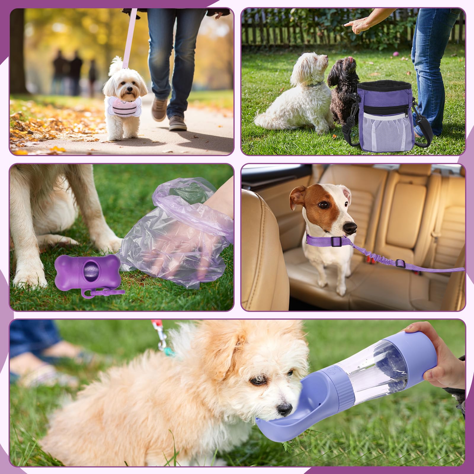 Abbylike Kit de iniciación de 50 piezas para cachorros para perros pequeños, incluye correa, cuencos, cepillos de dientes, botella de agua y más accesorios para perros, regalo de bienvenida para el