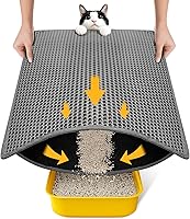 Conlun Cat Litter Mat: EVA Honeycomb Double Layer, Waterproof Urine-Proof, Scatter Control, Non-Slip Easy Clean Gray