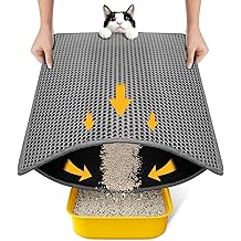 Cat Litter Mat-Litter Box Mat for Kitty, EVA Honeycomb Double Layer Design, Urine &amp; Waterproof Scatter Control, Less Waste, Easier To Clean,Non Slip, Gray