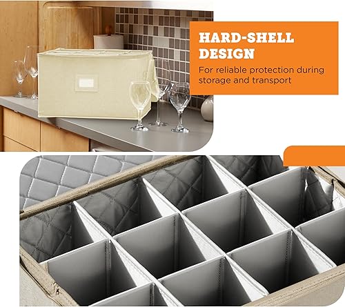 Miniatura 6 de storageLAB Contenedores de almacenamiento para copas de vino, organizador de carcasa dura para juegos de copas y cristalería, caja de almacenamiento