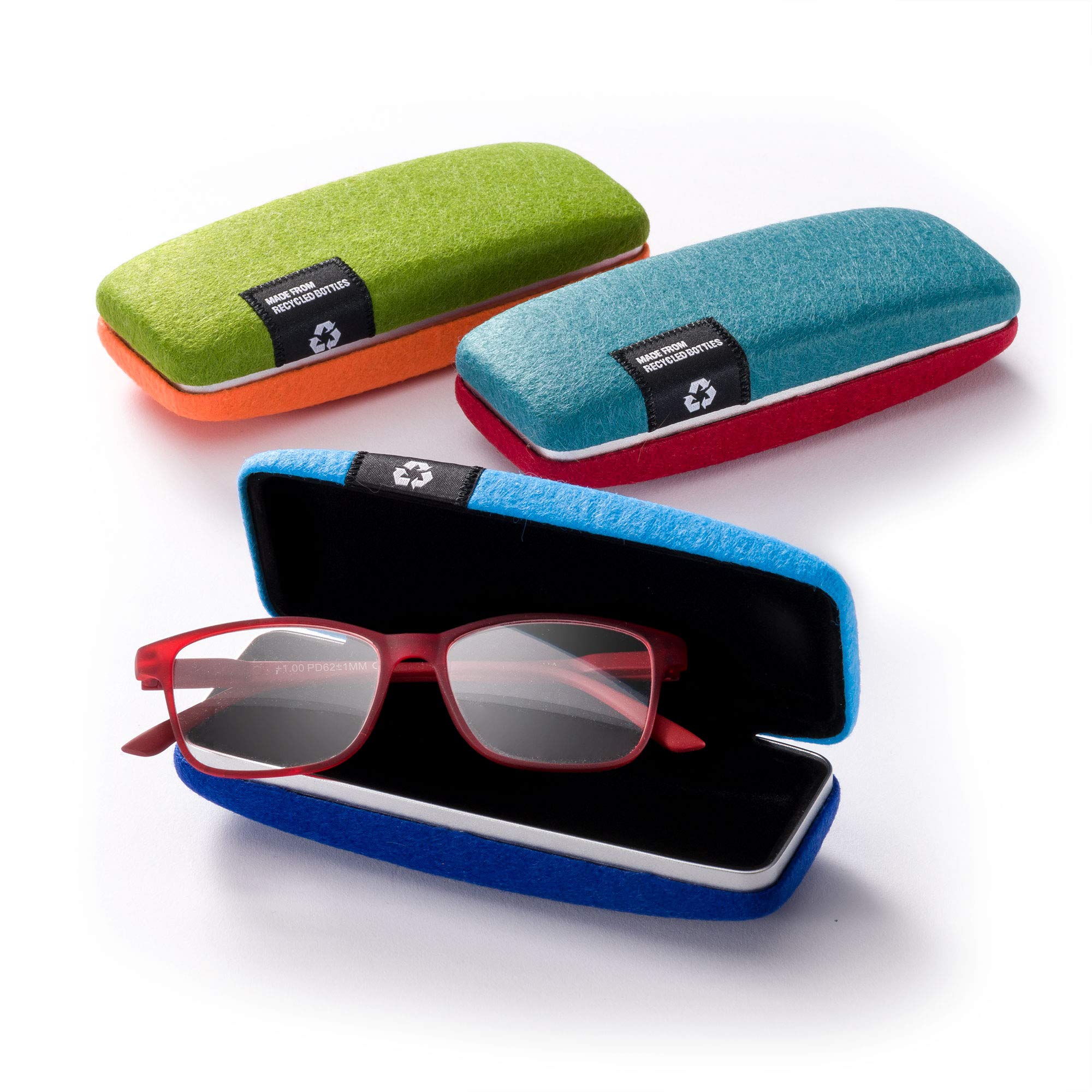 FEFI - Étui à lunettes rigide avec Revêtement en feutre fabriqué à partir de bouteilles PET recyclées.
