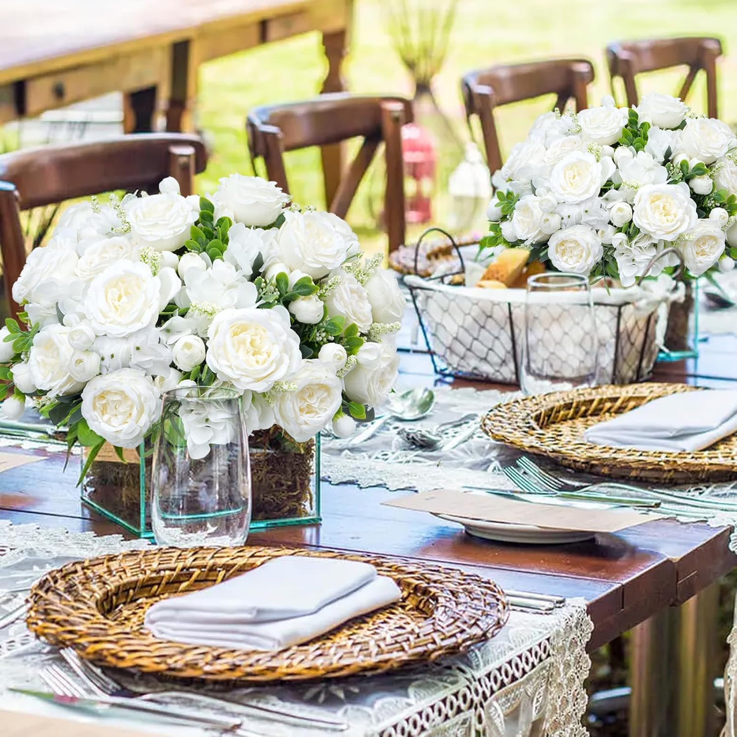 10 Bundles Artificial Peonies, Milky White Hydrangea Artificial Flowers Silk Flowers for Indoor Home Decor Bedroom Kitchen Office Wedding Table Centerpieces - Image 5