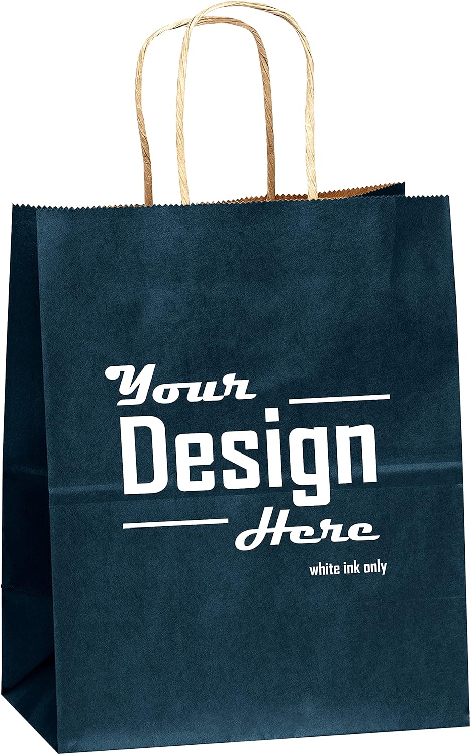 Flexicore Packaging Navy Blue Kraft Paper Bags Size: 8 Inch X 4.75 Inch x 10.25 Inch | Count: 5 Bags | Color: Navy Blue Custom Printed Logo