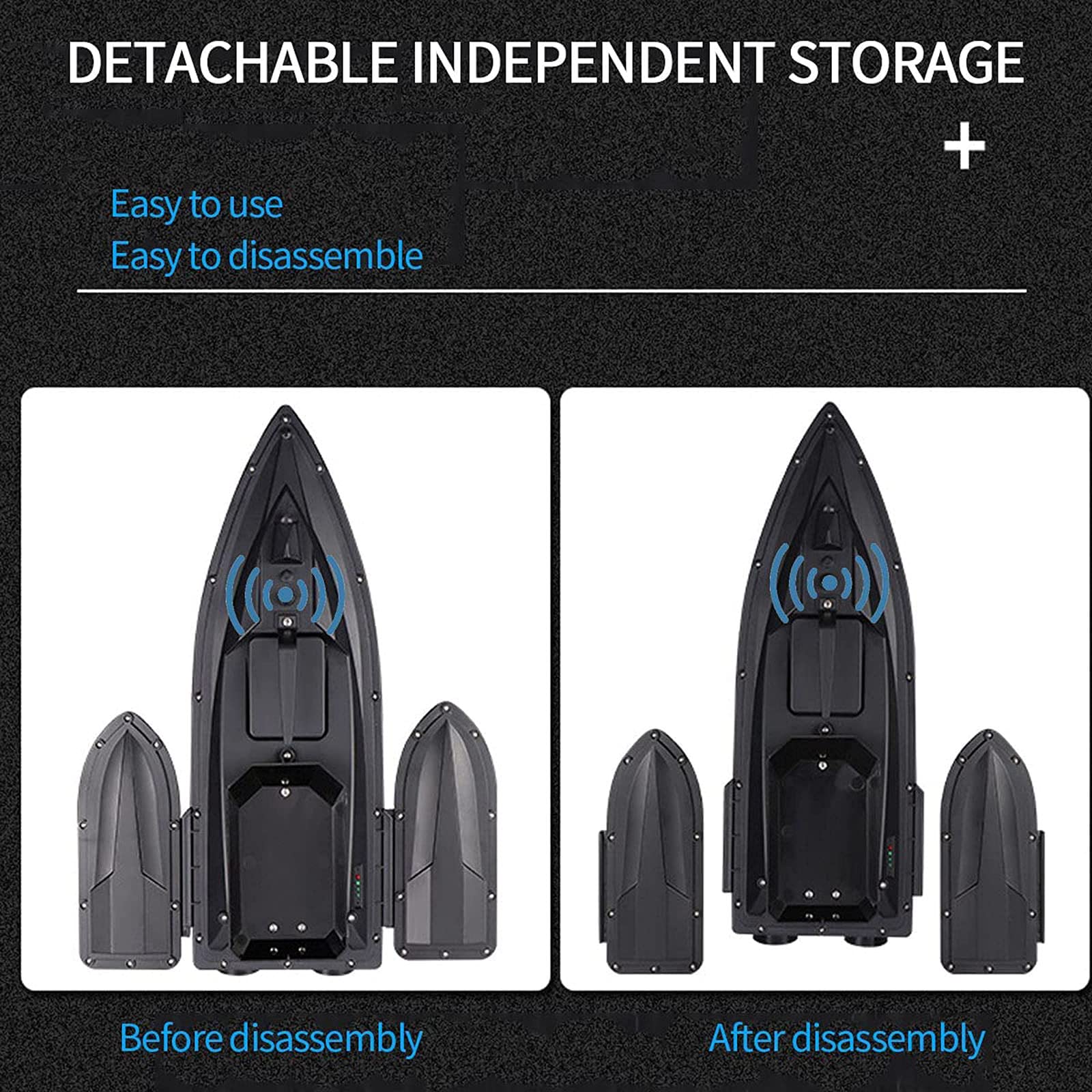 Bateau amorceur Bateau Amorceur Peche 500m, Bateau amorceur Peche Carpe,sans Fil Bateau Amorceur avec Deux Moteurs, RC Bateau de Pêche Capacité Charge 1,5kg