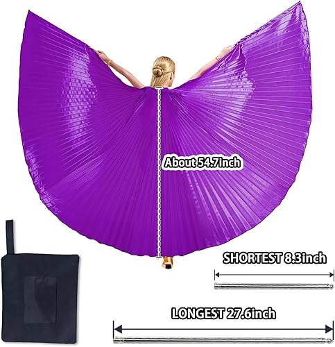 Miniatura 2 de MUNAFIE Alas de Isis para danza del vientre con palos para adultos, disfraz de danza del vientre, alas de ángel para Halloween, carnaval