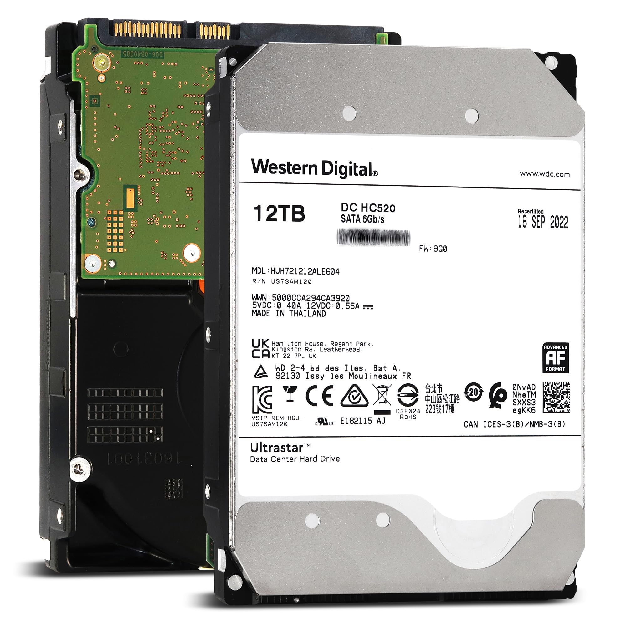 Image secondaire de Western Digital Ultrastar HUH7212ALE604 Disque dur SATA 7200 tr/min Classe SATA 6 Go/s Cache 256 Mo 3,5