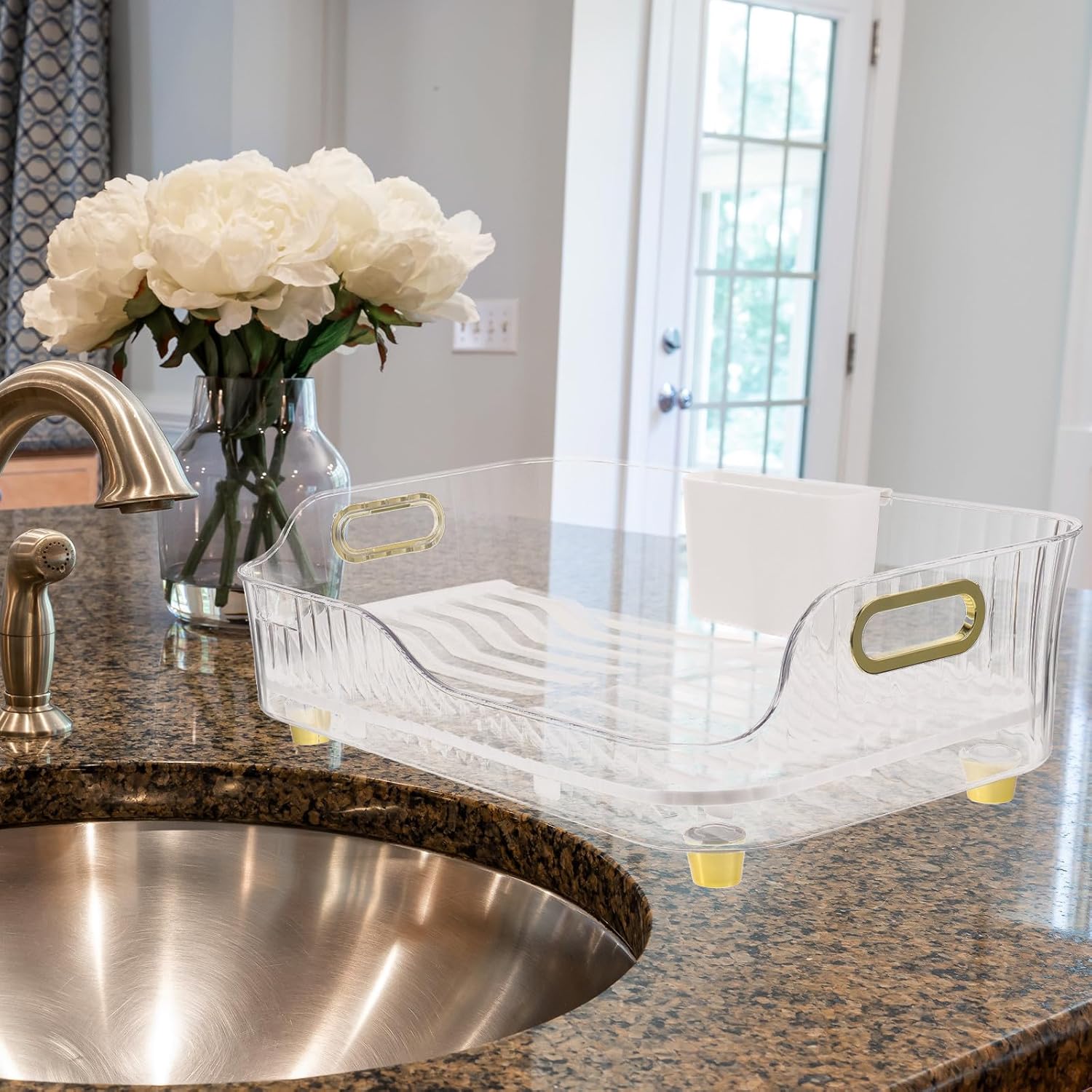 Kitchen Dish Drying Rack Multi-Functional Dish Rack for Kitchen Countertop with Fruit and Vegetable Drainer for Flatware and Bowls