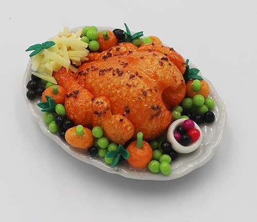 Miniatura 3 de Pavo asado en miniatura hecho a mano – Figura realista de arcilla de pavo de Acción de Gracias para casas de muñecas, exhibiciones de alimentos,