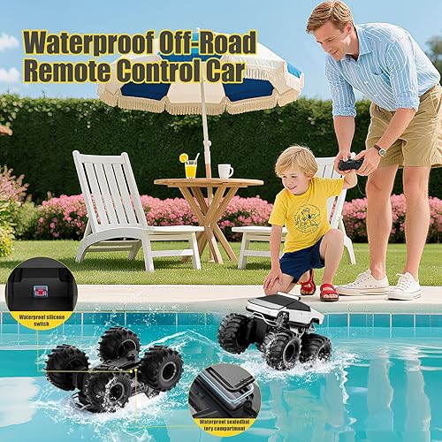 Miniatura 6 de Auto a control remoto, camioneta todoterreno, 4WD impermeable Cybertruck de juguete RC y juguetes de camión monstruo de pasatiempo a escala 116,