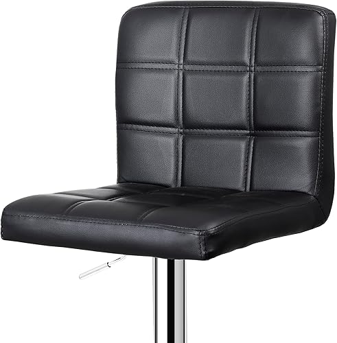 Miniatura 6 de Saicool Juego de 2 taburetes de bar altos, modernos y cuadrados de piel sintética, sillas de bar ajustables, taburetes de altura de mostrador con