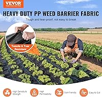Vista 2 de VEVOR Tela de barrera de malezas para paisaje, 3 x 300 pies, tela de jardín resistente de 3.2 onzas, tela de control de malas hierbas, alfombrilla