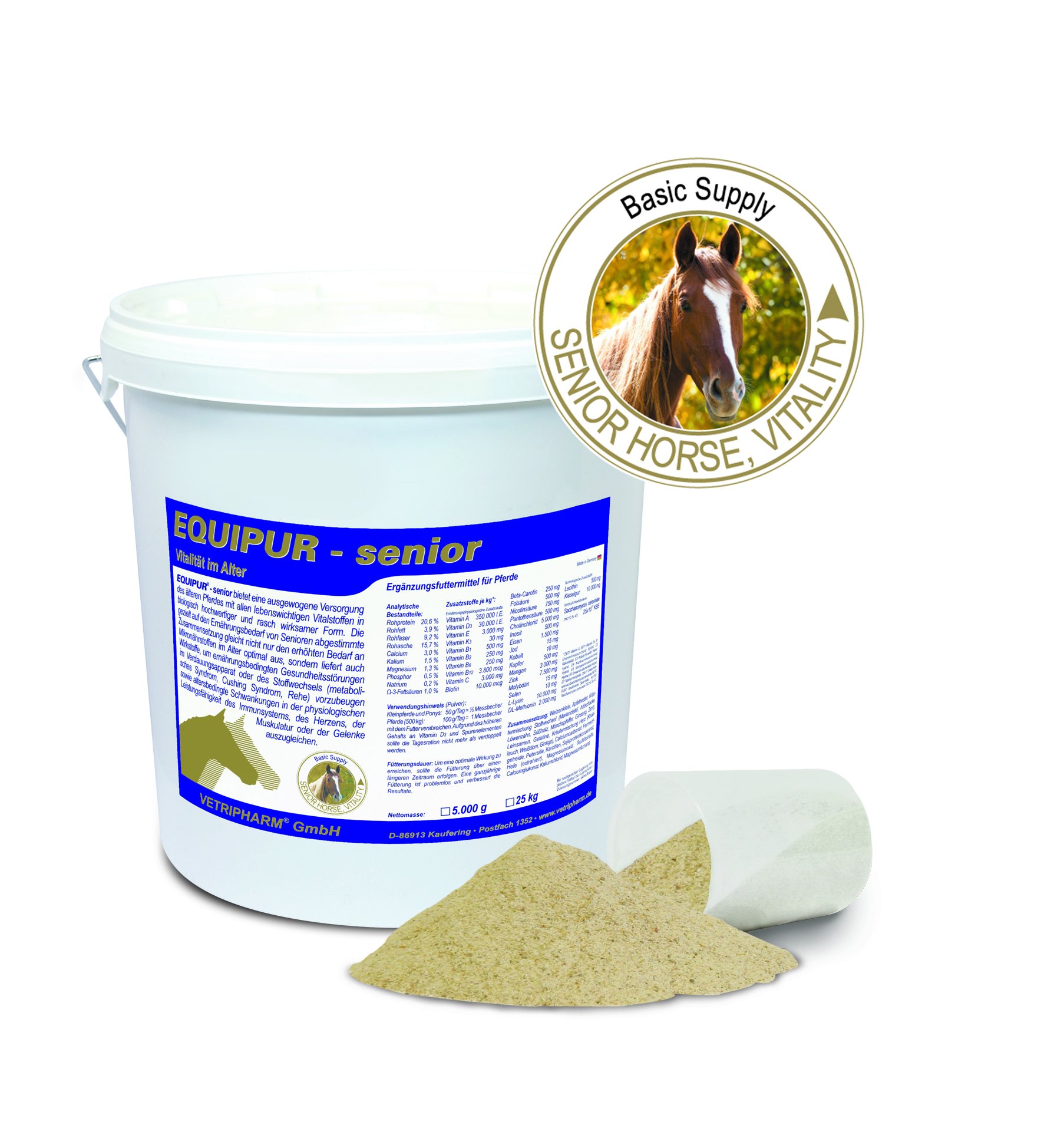 Vetripharm EQUIPUR - senior, 25 kg Eimer, Pulver