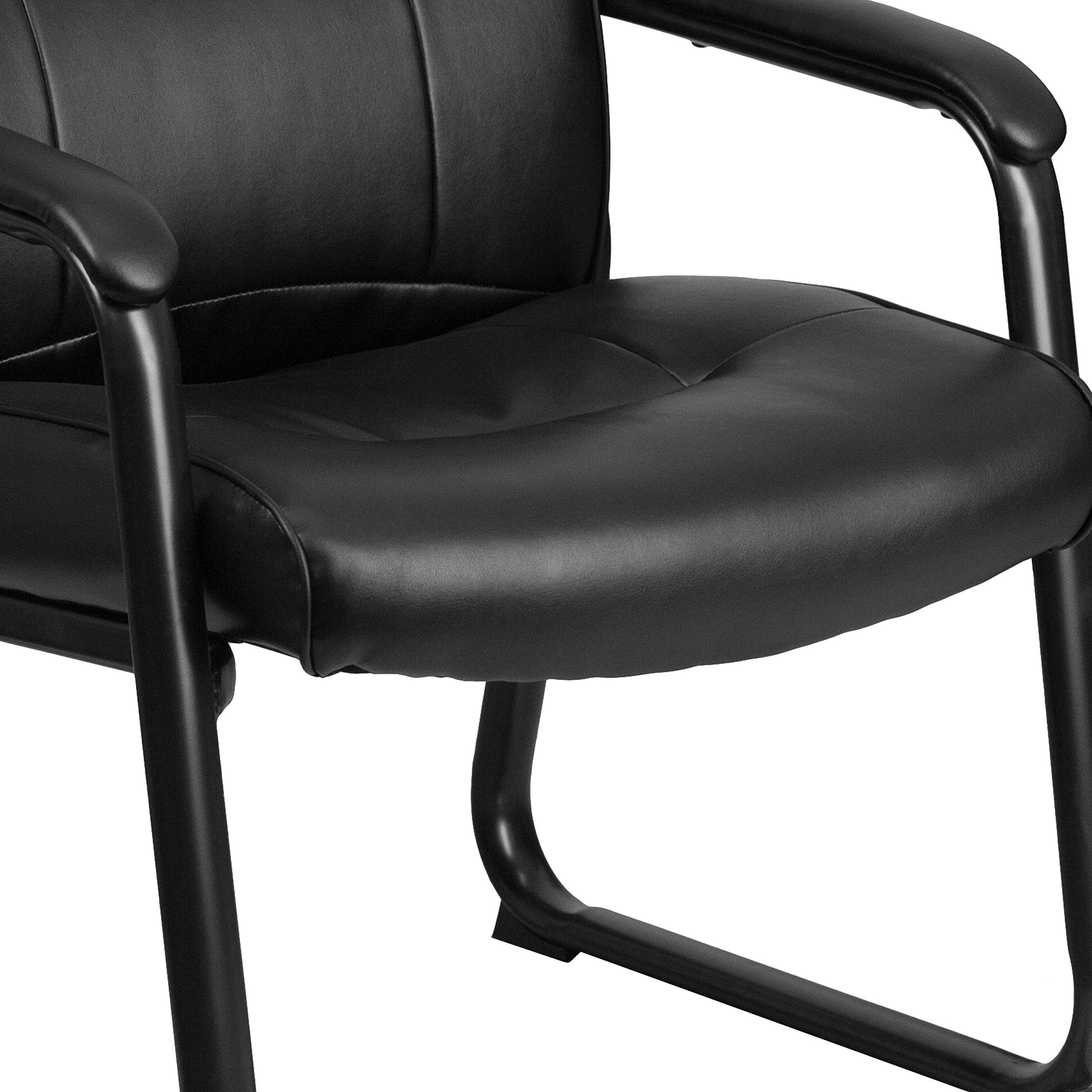 Flash Furniture Hercules Big and Tall Chefsessel für den Empfang mit Kufengestell, Leder, Metall, Schwarz, 75,6 x 62,9 x 44,5 cm