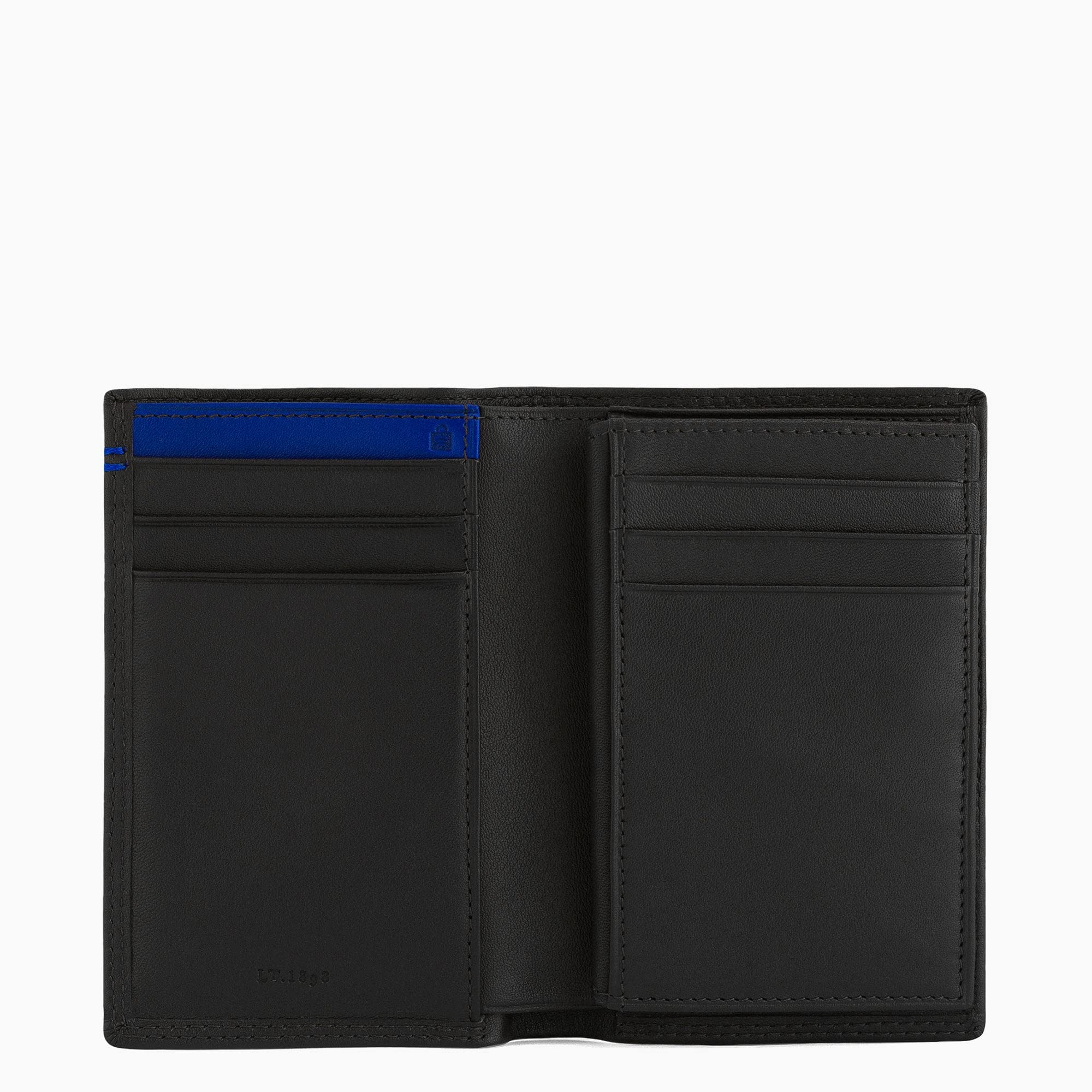 Porta carte medio modello con tasca banconote in pelle liscia, Nero , L 8,5 x H 13 cm, MARTIN
