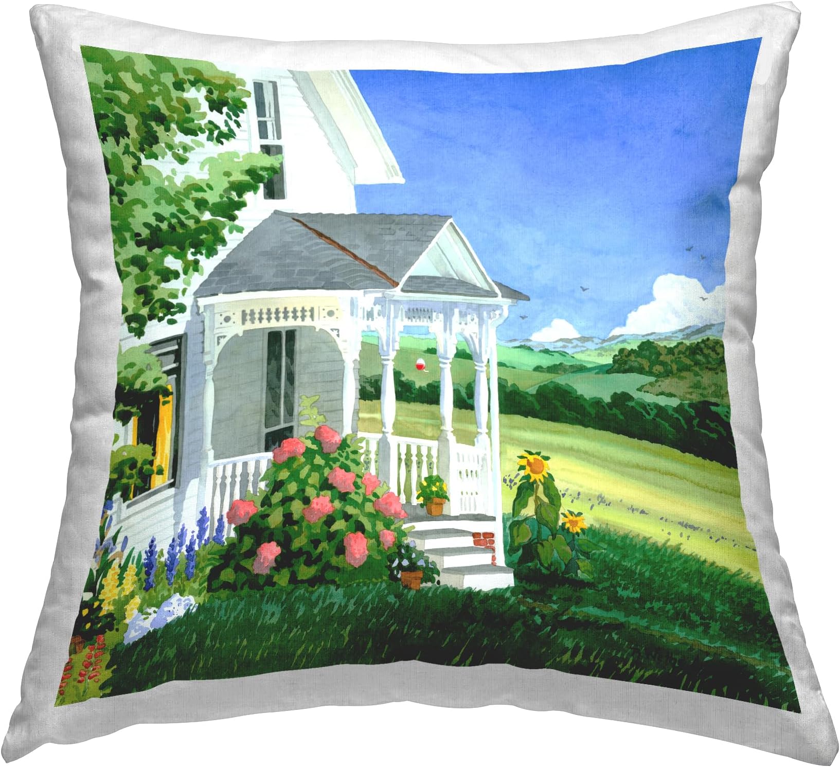 Stupell IndustriesCottage Garden Lawn Landscape Design by Robin Altman Throw Pillow, 18 x 18, Multi-Color