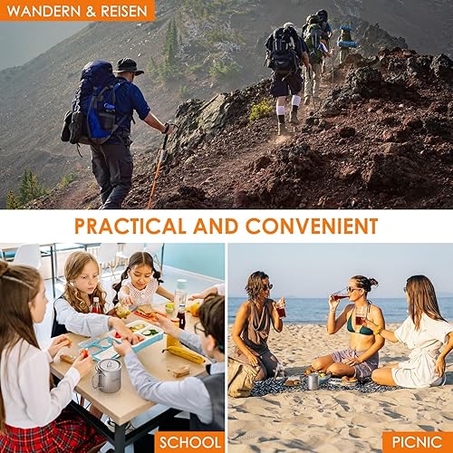 Miniatura 8 de Lixada Taza de agua de titanio con tapa y mango plegable, ultraligero de 25.4 fl oz, olla de titanio, portátil, al aire libre, camping, cocina,