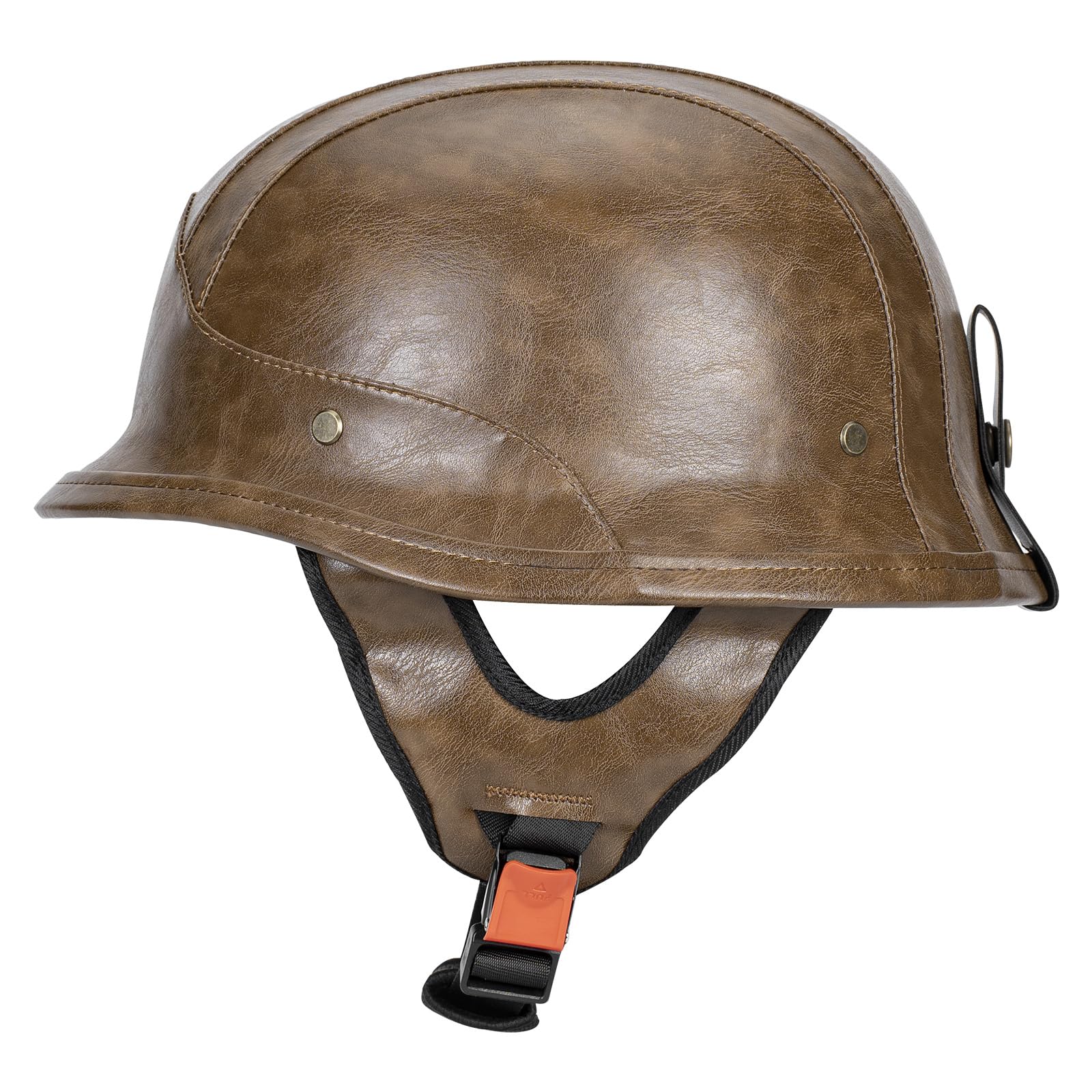 Photo 1 of LNCHAO German Style M35 Handmade Leather Retro Motorcycle Helmet 1/2 Vintage Half Face Helmet for Adults Men & Women DOT Approved,Open Face Helmets for Cruiser Scooter Chopper (Sahara Brown,Large)
