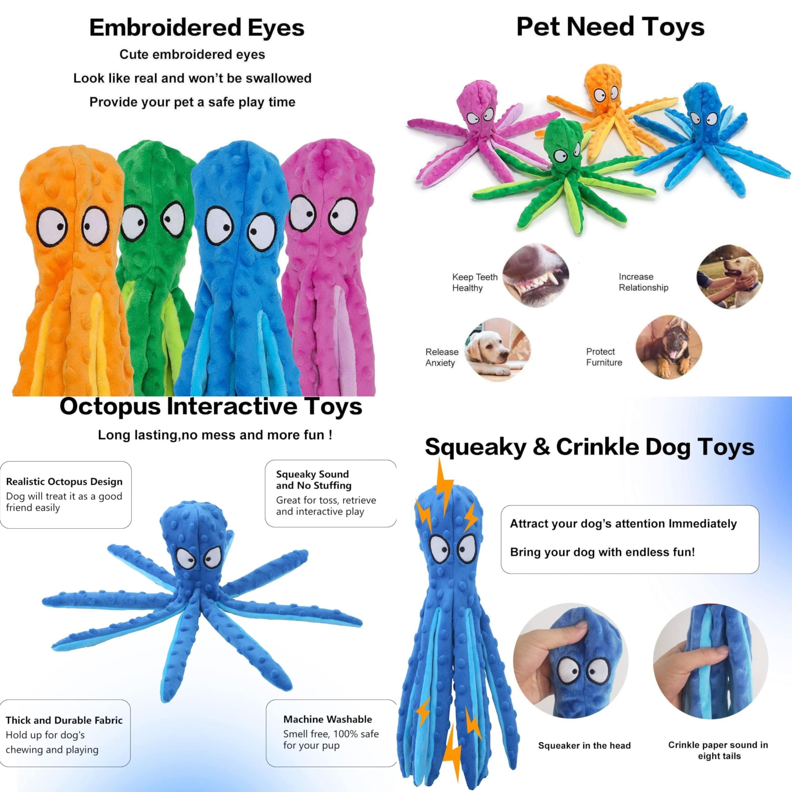 MTERSN Jouet Couineur Pour Chien : Jouet En Peluche Mignon Pour Chien Avec 3 Couineurs Et Jouet Interactif En Corde Avec Papier Froissé Complet – Jouet Amusant En Forme De Manette De