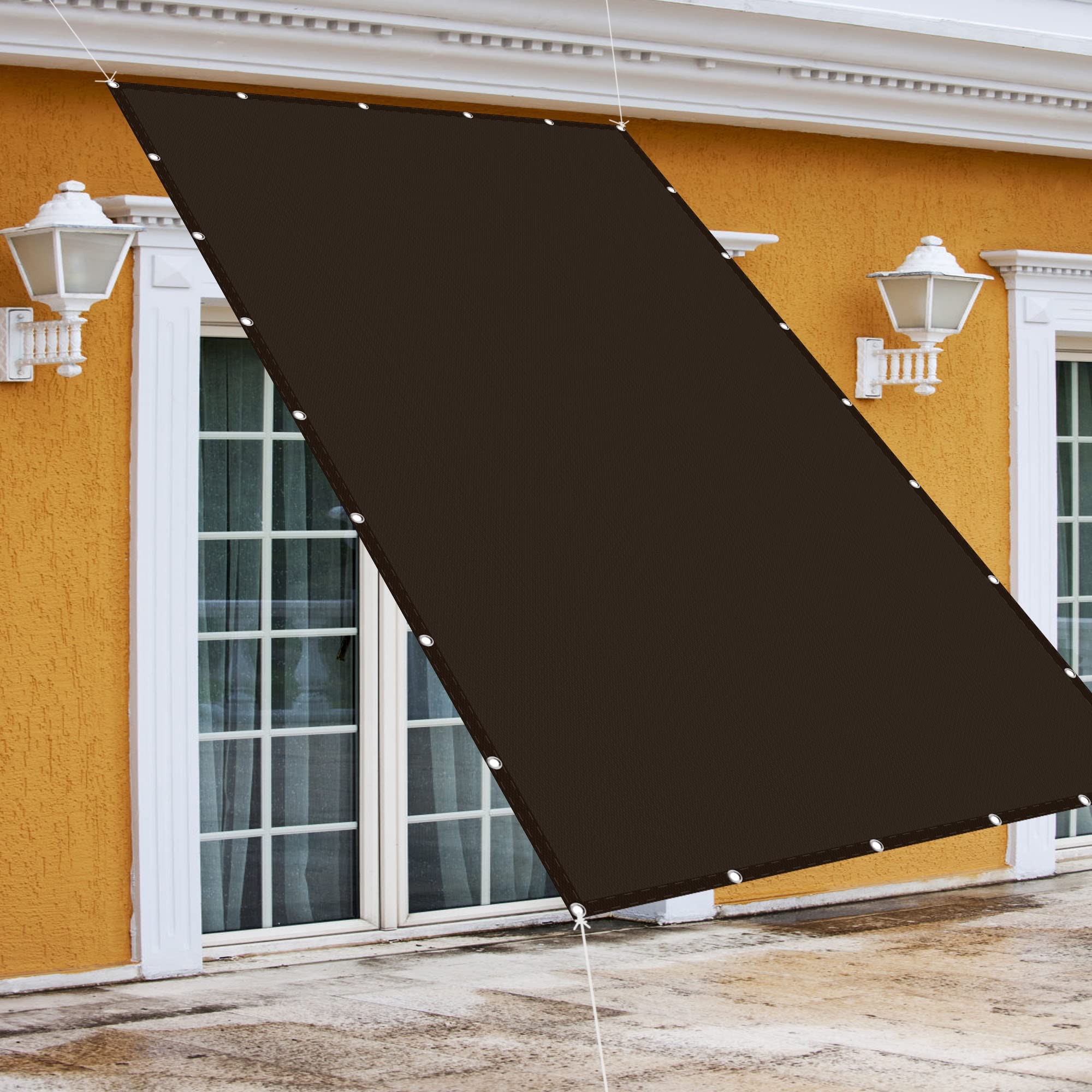 Toldo Vela de Sombra Cuadrado 1.5 x 3.2 m Impermeable Toldo Vela Impermeable Protección Rayos UV para Patio, Exteriores, Jardín, Marrón
