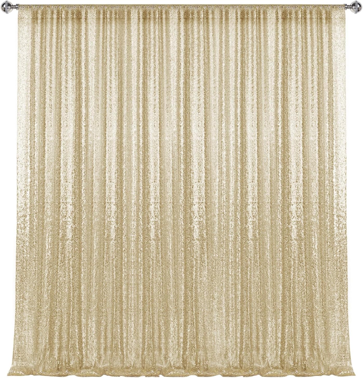 1010FT Champagne Sequin Backdrop Curtain, Photography Backdrop Glitter Curtains Fabric Background for Wedding Party Decor