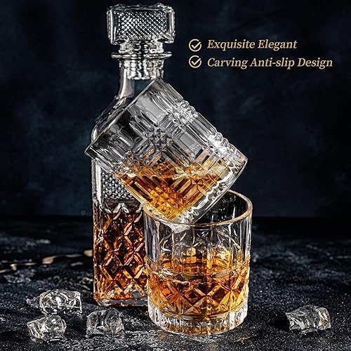 Miniatura 8 de Vasos de whisky Rocks, juego mixto de 6 (3 estilos de vasos de cristal de bourbon, 6 moldes redondos grandes para bolas de hielo) vasos antiguos de