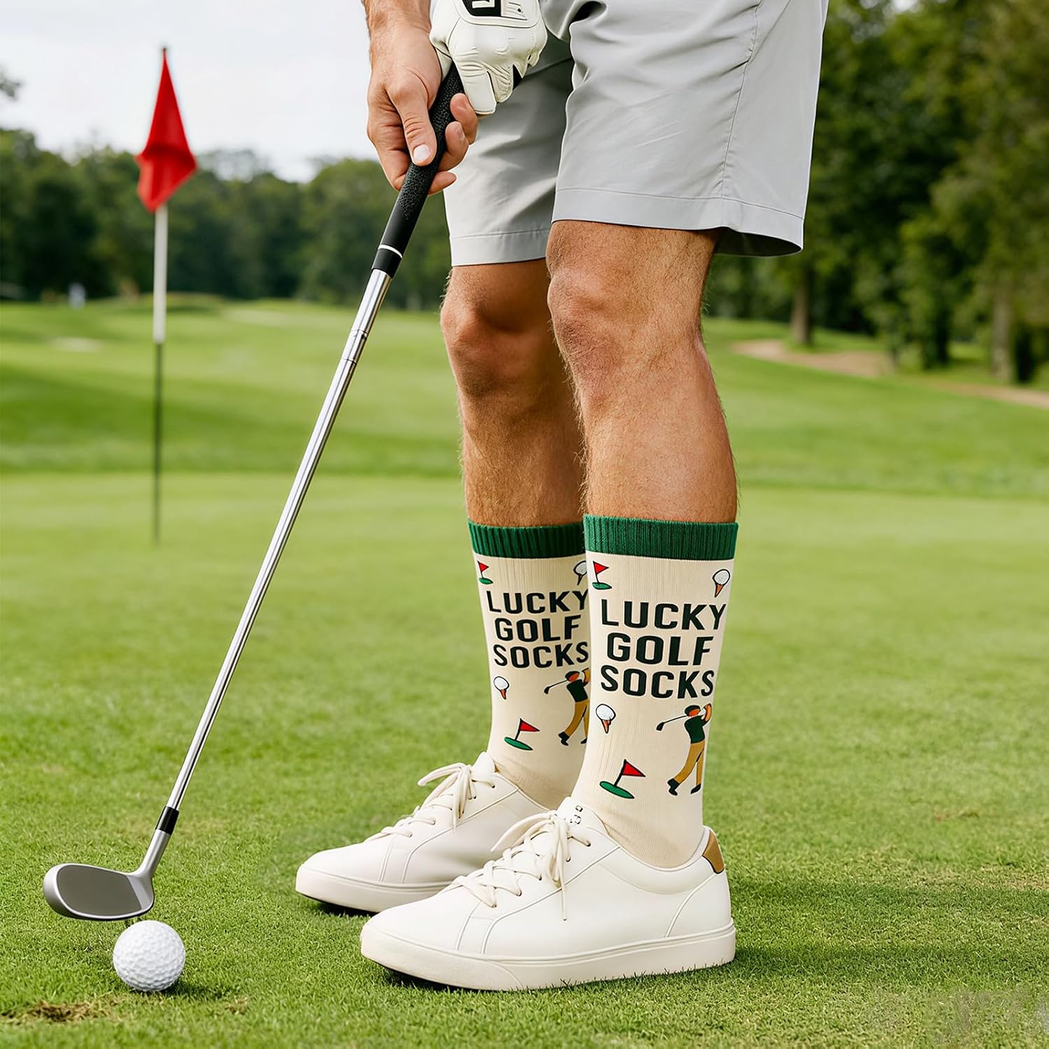 Lucky Golf Socks for Golfer,Father's Day Birthday Gift Novelty Socks,Golfing Accessories Presents for Dad