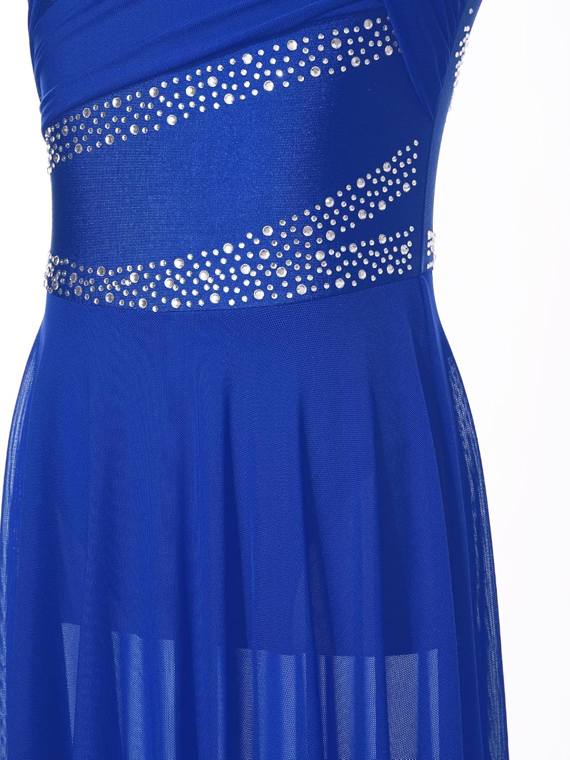 Kids Girls Lyrical Ballet Dance Dress Sleeveless Sparkly Rhinestone Contemporary Dance Dress Dancewear