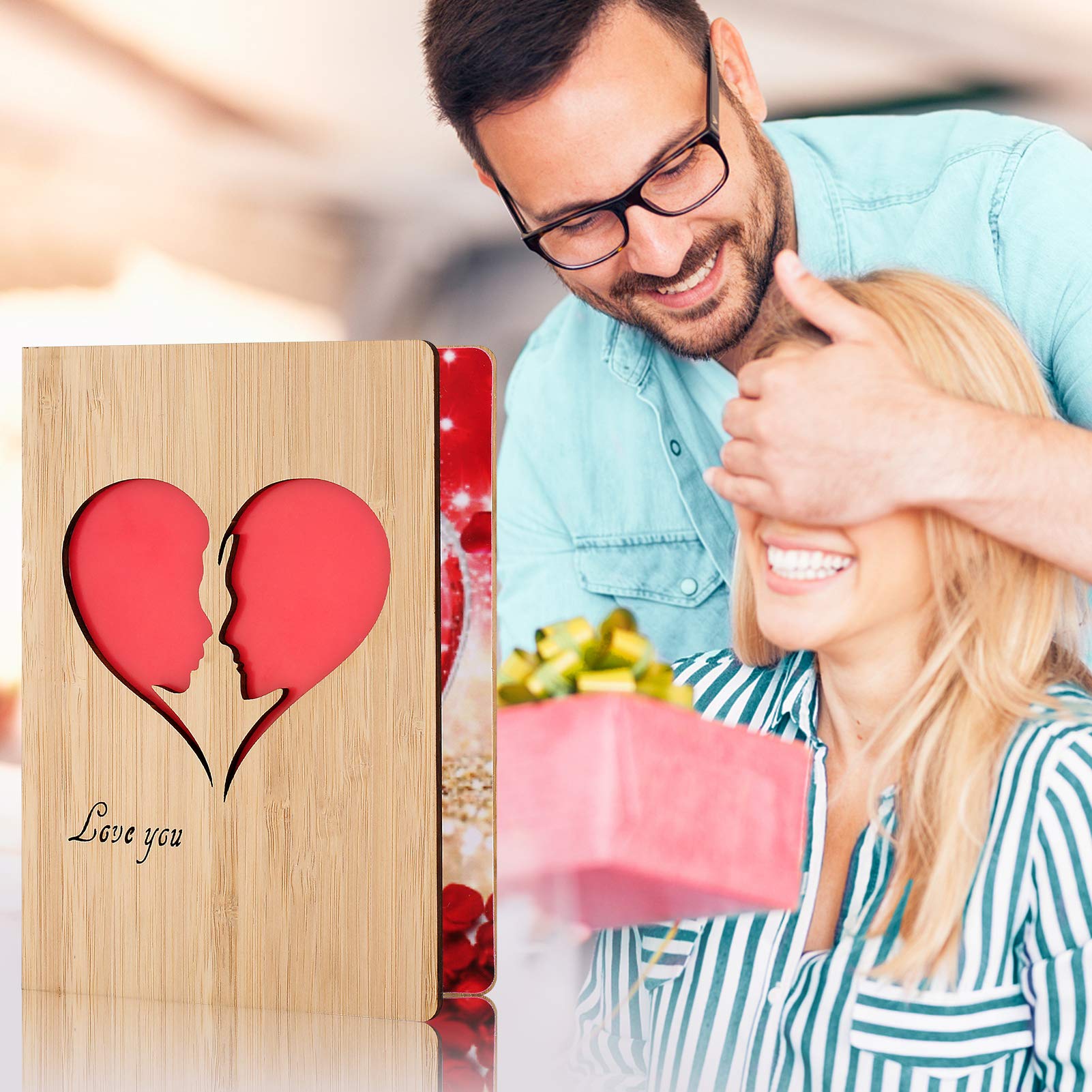 2-teiliges Holz Valentinstags Grußkarten Set Mit Bär Puzzle | Handgemachte Geburtstagskarte Für Ehemann, Ehefrau, Freund/in