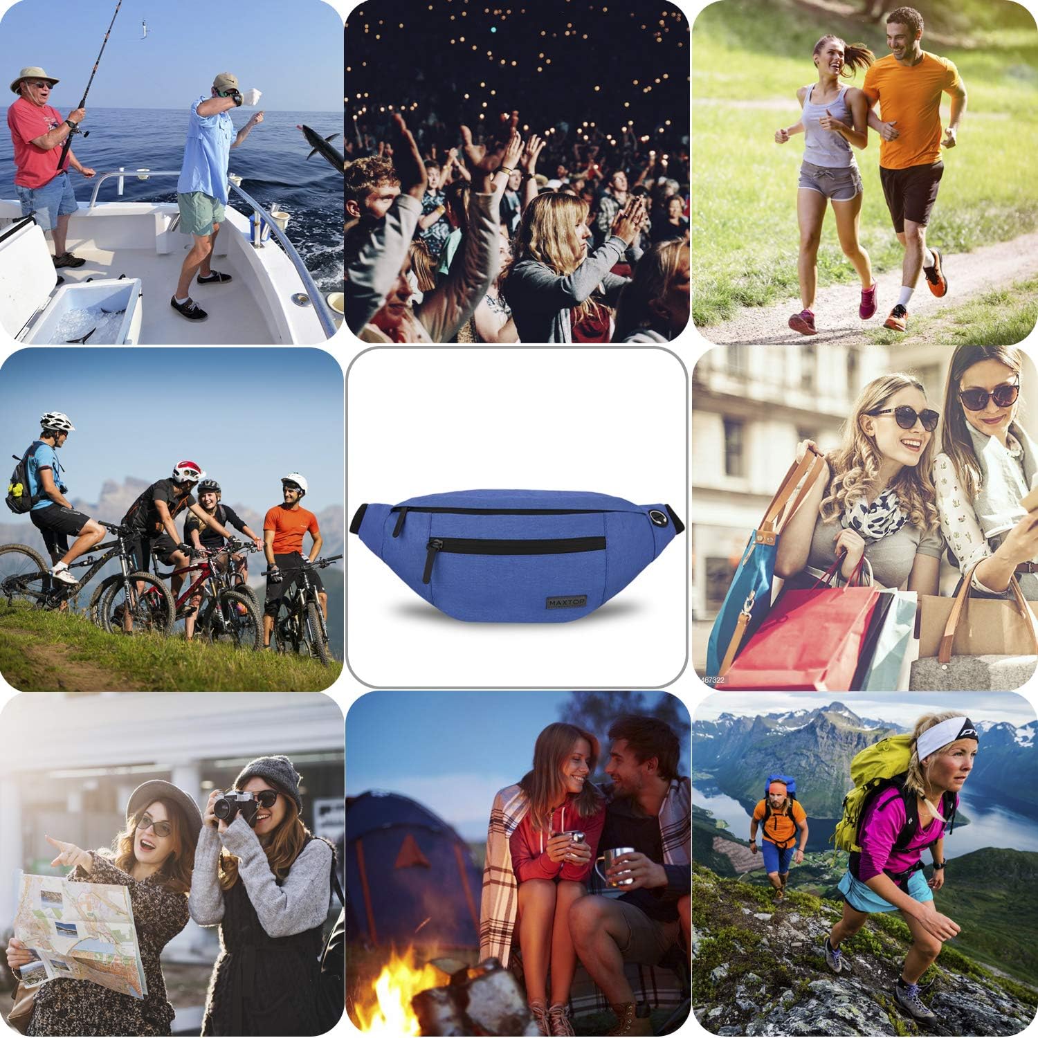 MAXTOP Large Crossbody Fanny Pack with 4-Zipper Pockets,Gifts for Enjoy Sports Festival Workout Traveling Running Casual Hands-Free Wallets Waist Pack Phone Bag Carrying All Phones - Image 6