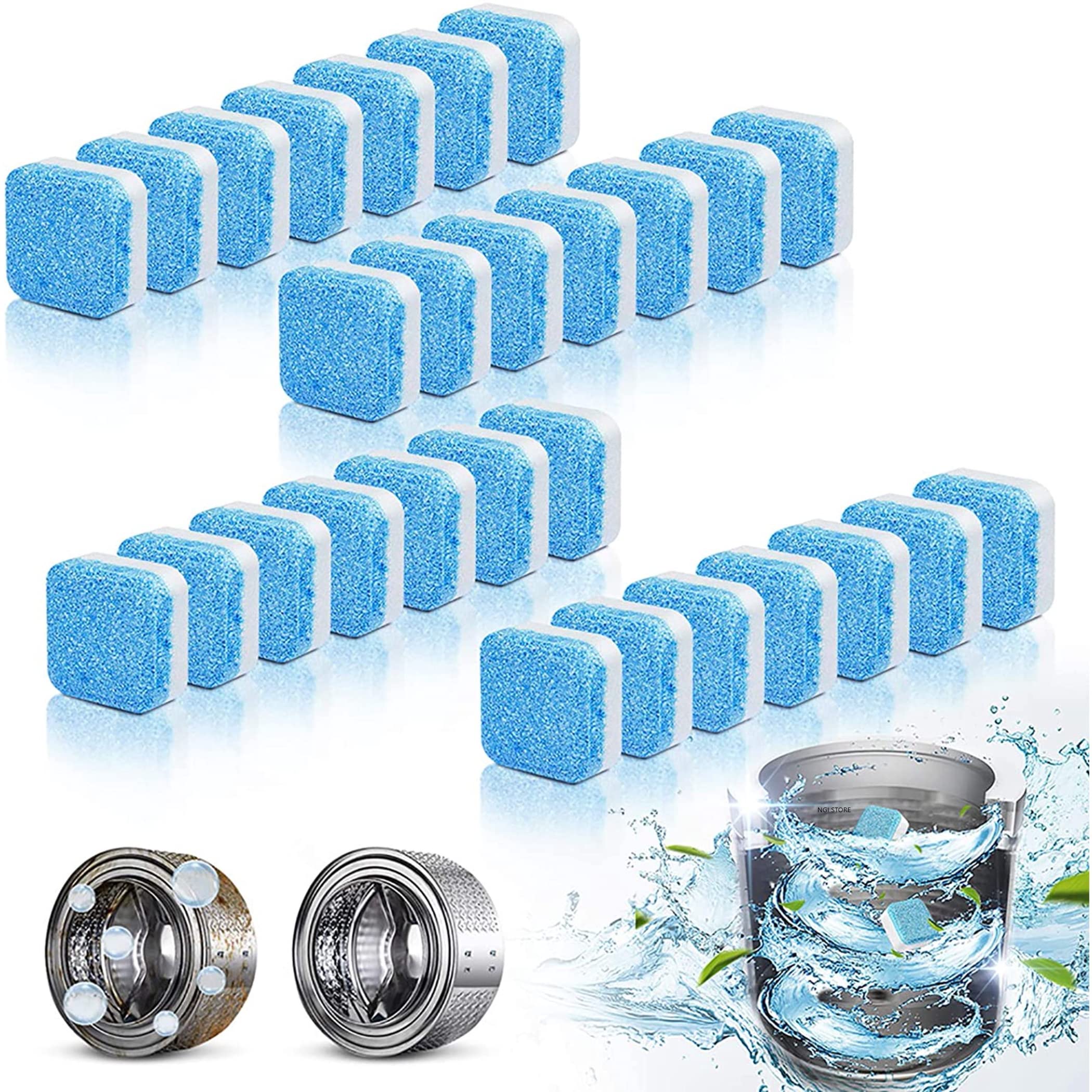 NGI STORE Washing Machine Cleaner Effervescent Descaler Deep Cleaning Remover with Triple Decontamination Tablets For Front Loader & Top Load Washer, Clean Inside Drum And Laundry Tub Seal (35) (B0BRQSL19G) Amazon Price History, Amazon Price Tracker