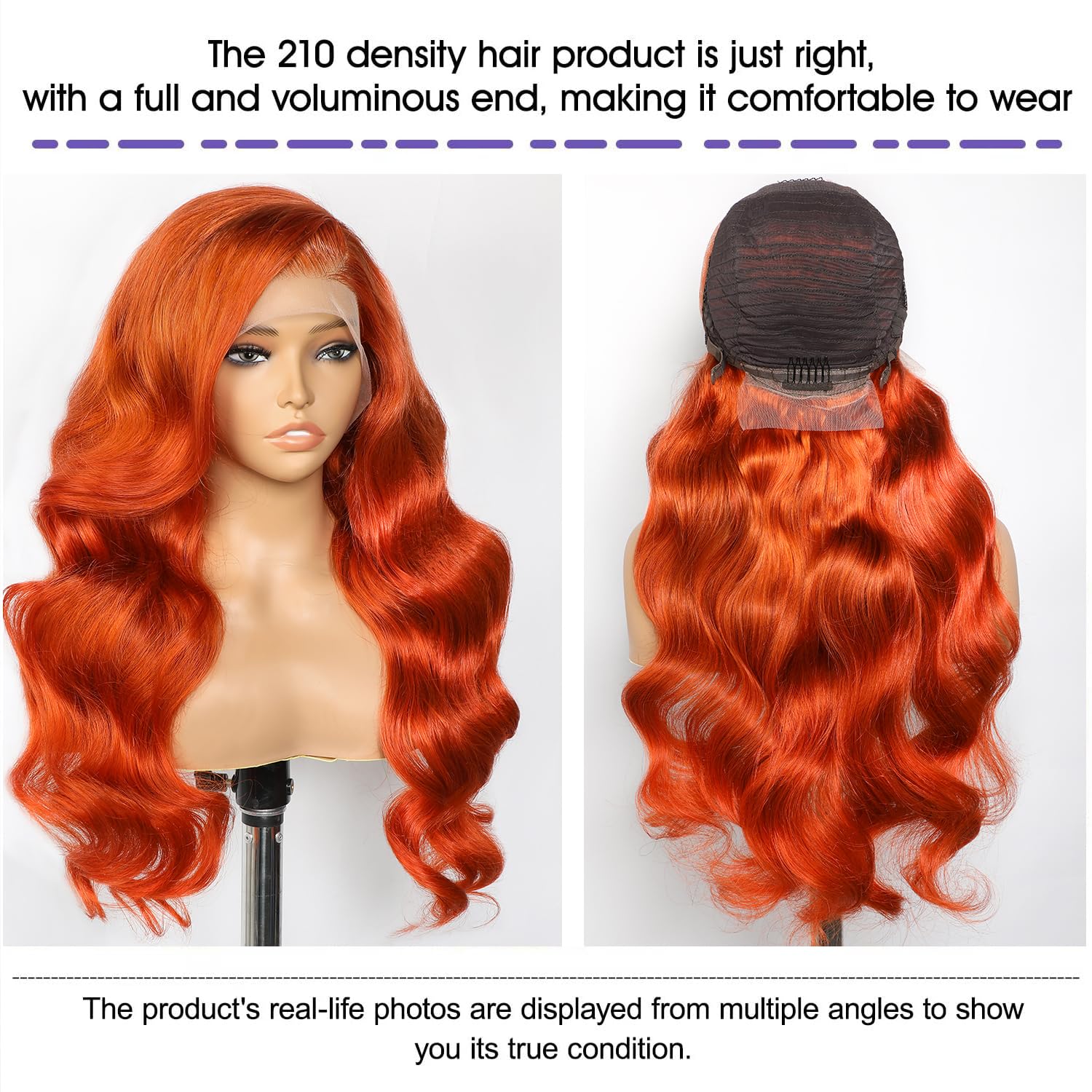 Lemoda Ginger Body Wave 13x4 Full Lace Frontal Human Hair Wig HD Transparent Lace Front Wigs 210% 26Inch Virgin Human Hair Wigs Sophisticated hair color