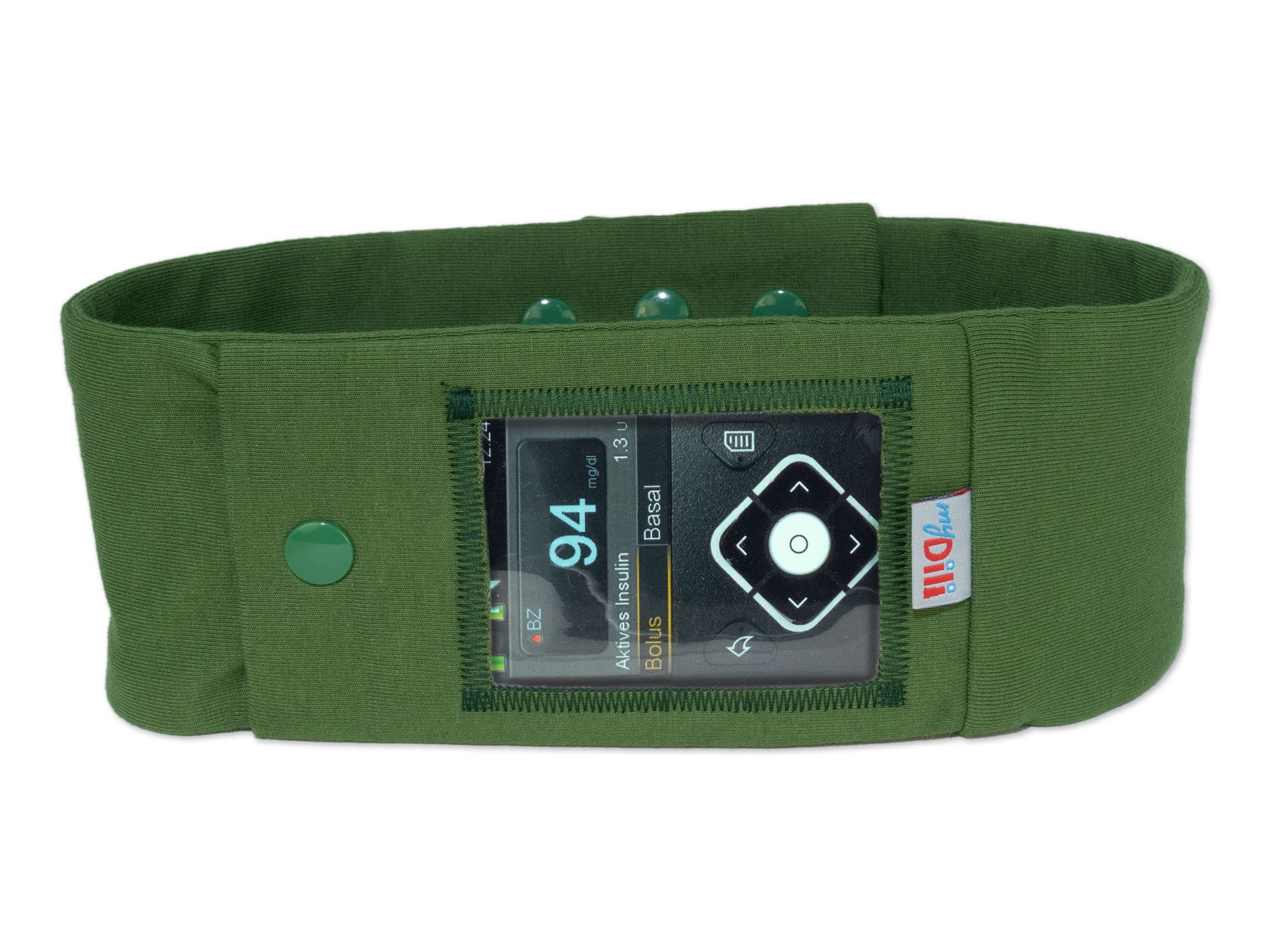 Waist Belt Belly Band Pouche for Insulin Pumps UNI - Dark Green myDili Diabetic Size 60cm - 65cm