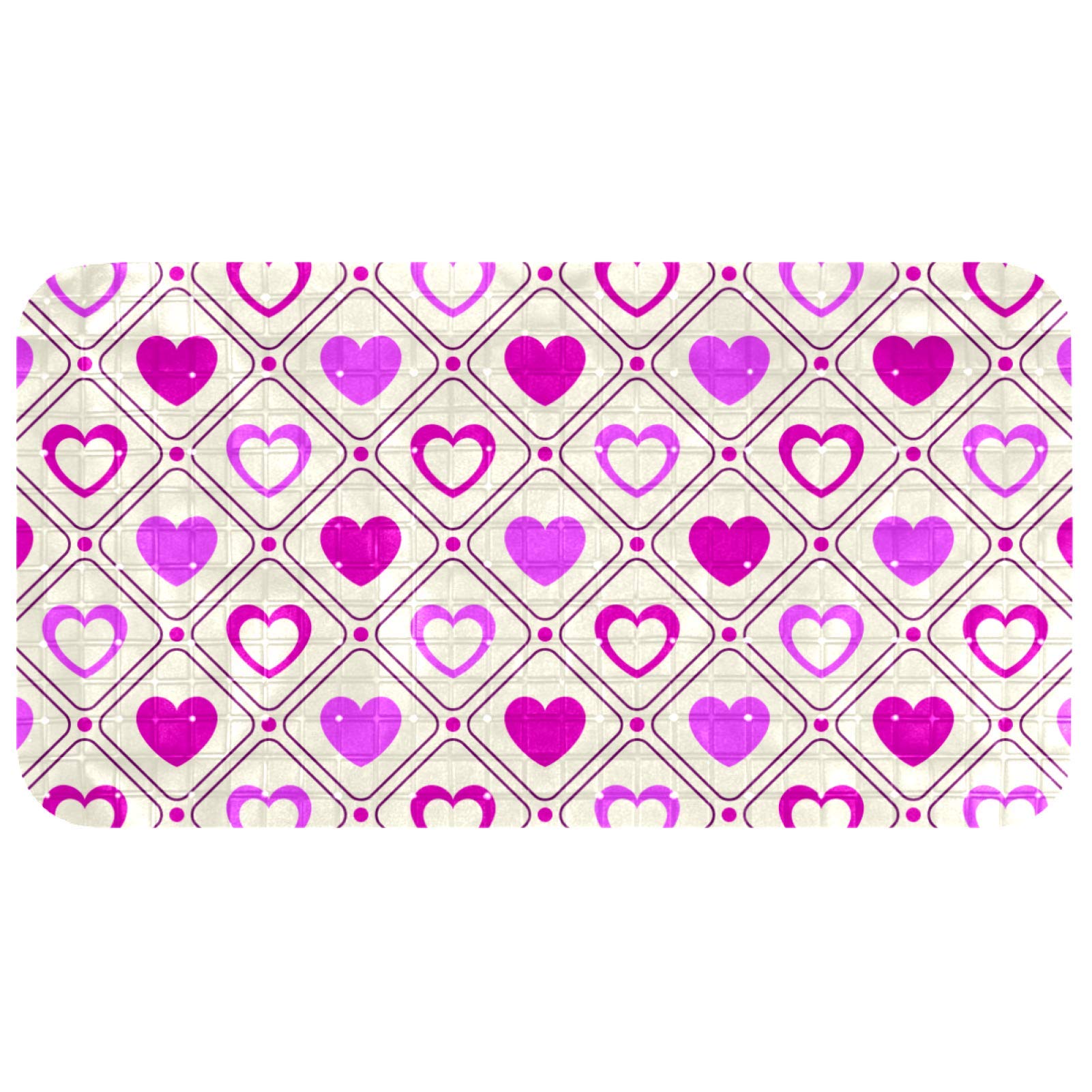 Tapis de bain ovale 37x68 cm rose antidérapant avec ventouses