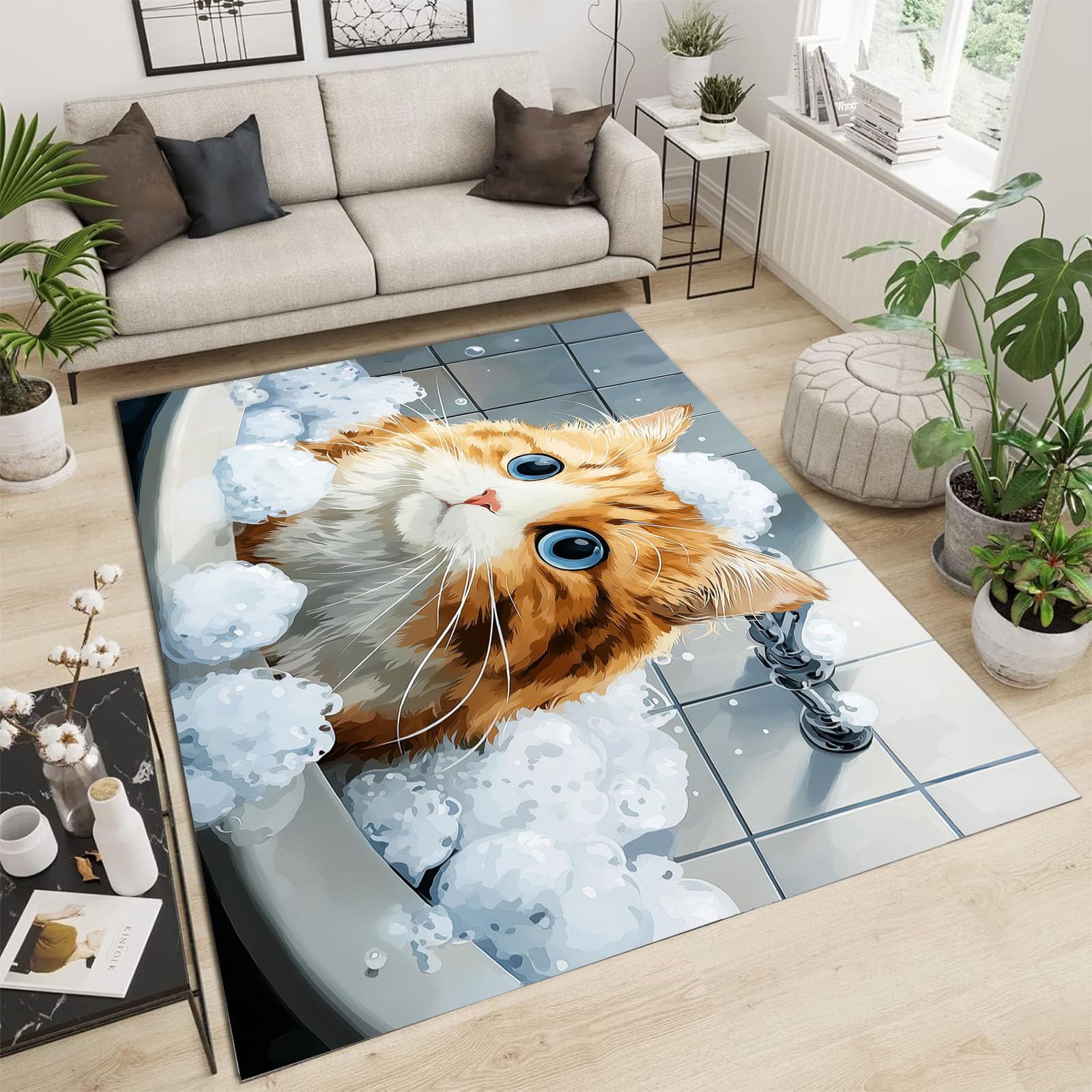 Tapis de chambre lavable en machine résistant aux taches de salle à manger 240x300