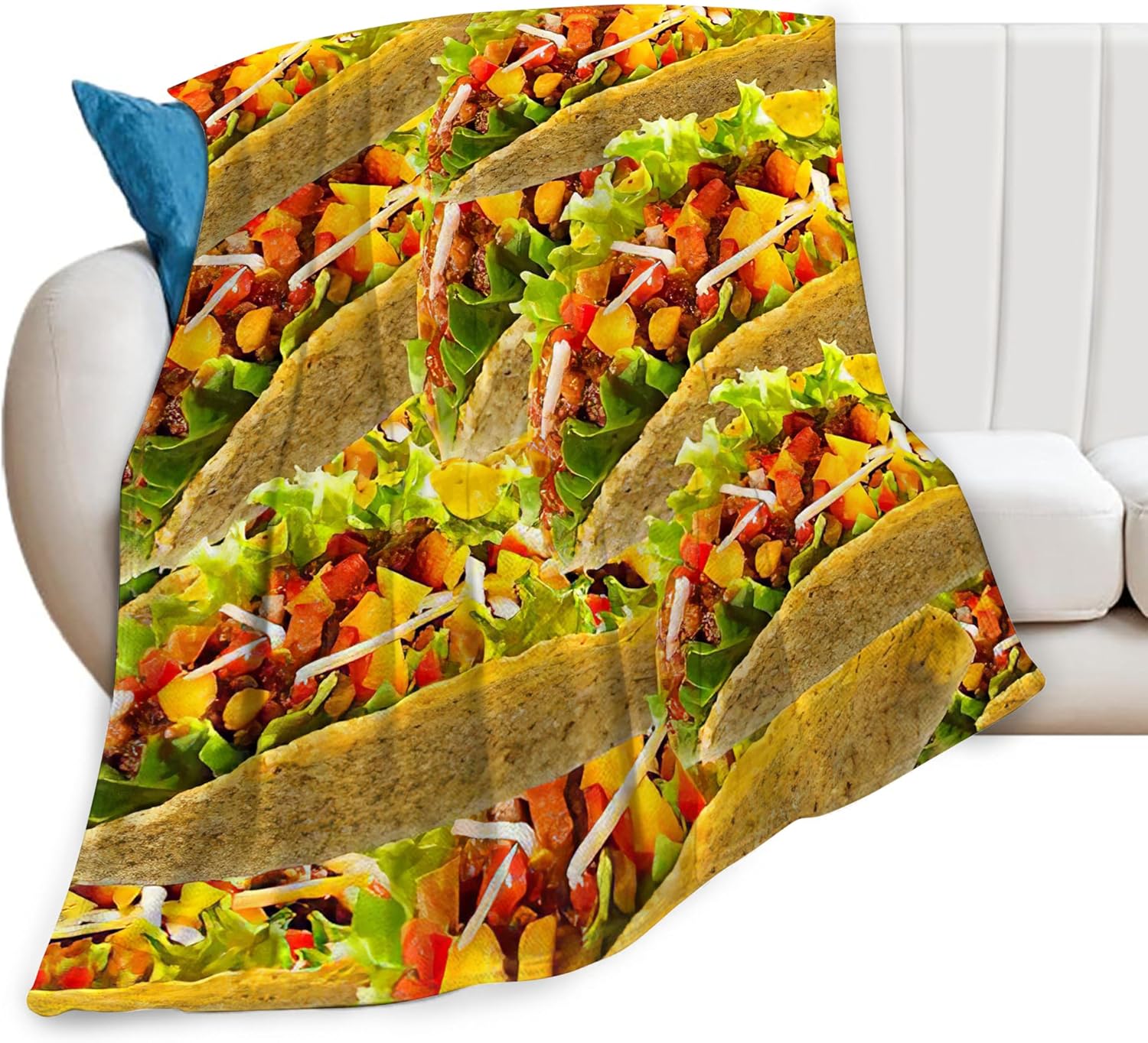Taco Tuesday Throw Blankets - Fleece Cozy Throws, Warm Soft Fuzzy Plush Mexican Food Print Blanket for Sofa Bed Gifts for Taco Lovers Kids Men Women 80"x60"