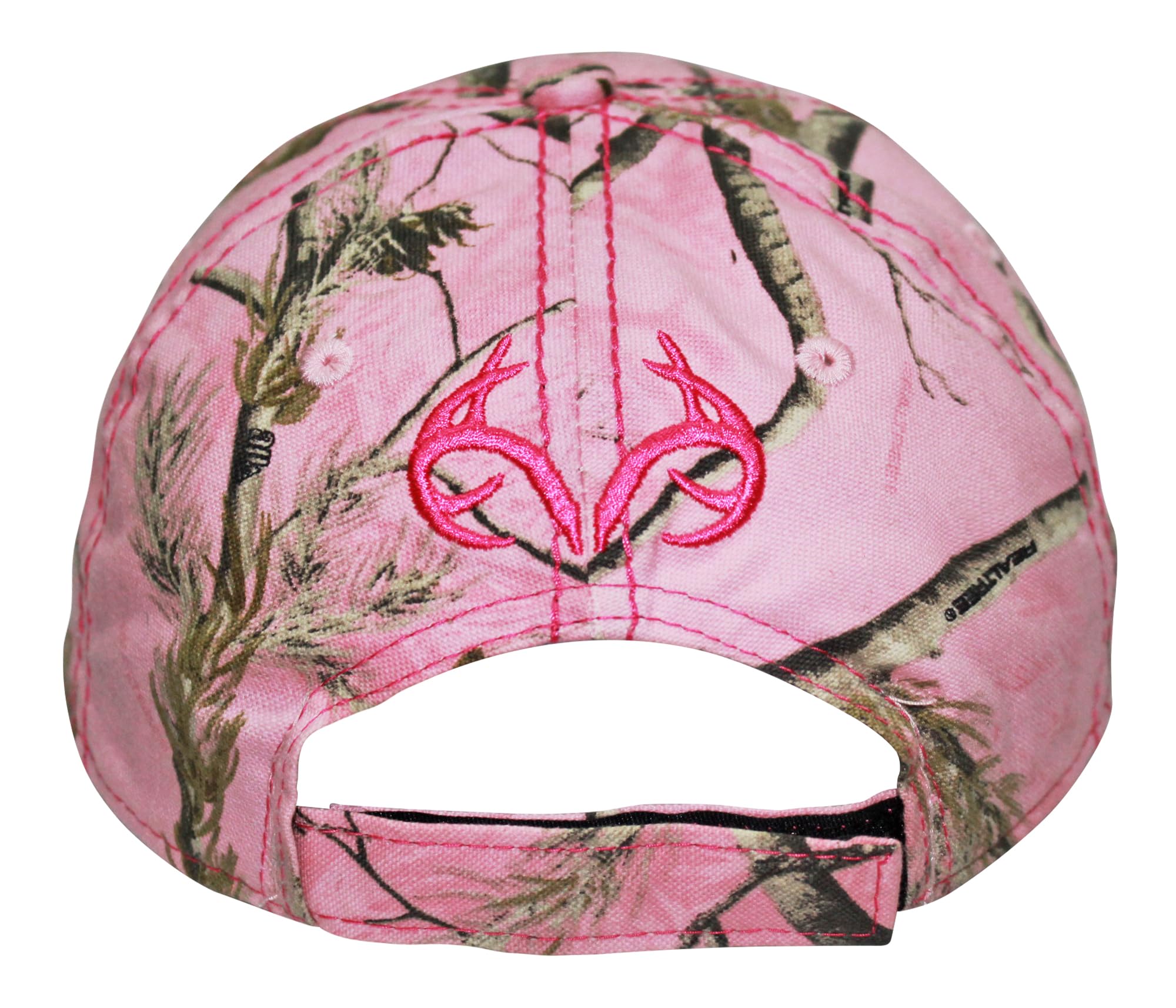 Realtree AP Damenmütze mit pinkem Camouflage-Logo, Schweißband, Stickerei, Klettverschluss hinten, leicht strukturiert, Ap Pink, Einheitsgröße