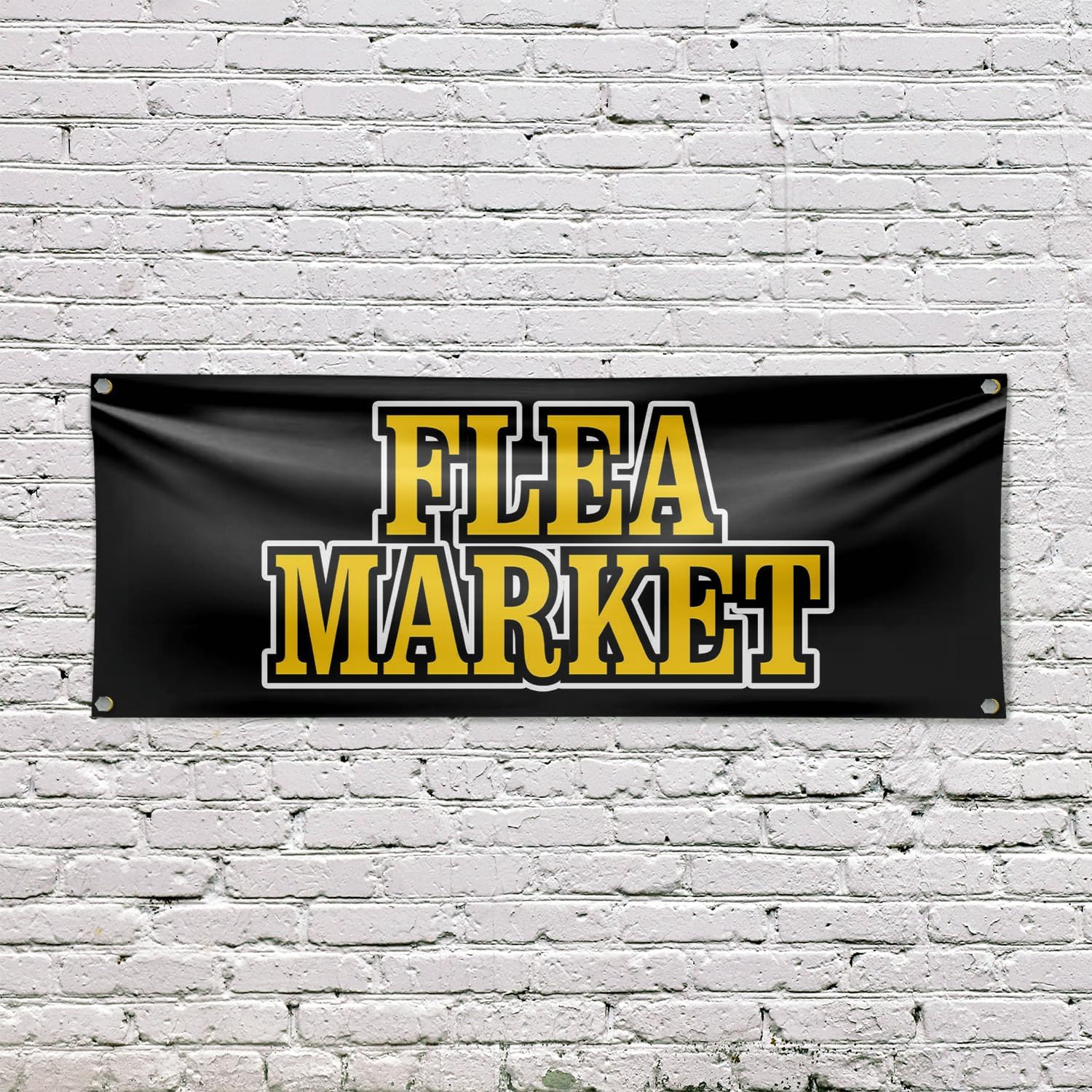 Flea Market Banner Sign 18 Inch x 48 Inch | 13 oz Vinyl with Metal Grommets | Heavy-Duty Single-Sided Outdoor Durable Printed High-Quality Weatherproof | Made in the USA