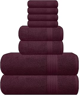 GLAMBURG Ultra Soft 8-Piece Towel Set - 100% Pure Ringspun Cotton, Conta...