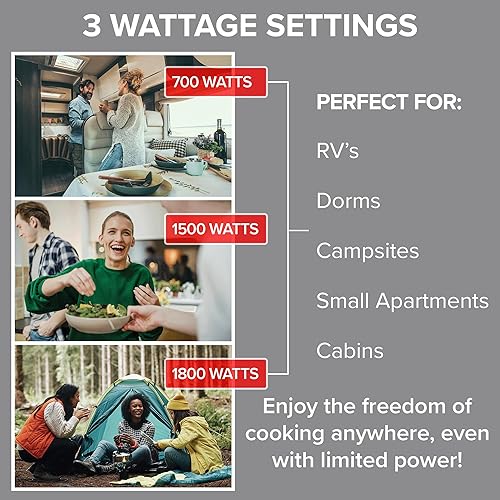 Miniatura 5 de Nuwave Placa de inducción mejorada, control de 3 vatios, sonda digital patentada de temperatura, bobina de calefacción grande de 8 pulgadas, vidrio