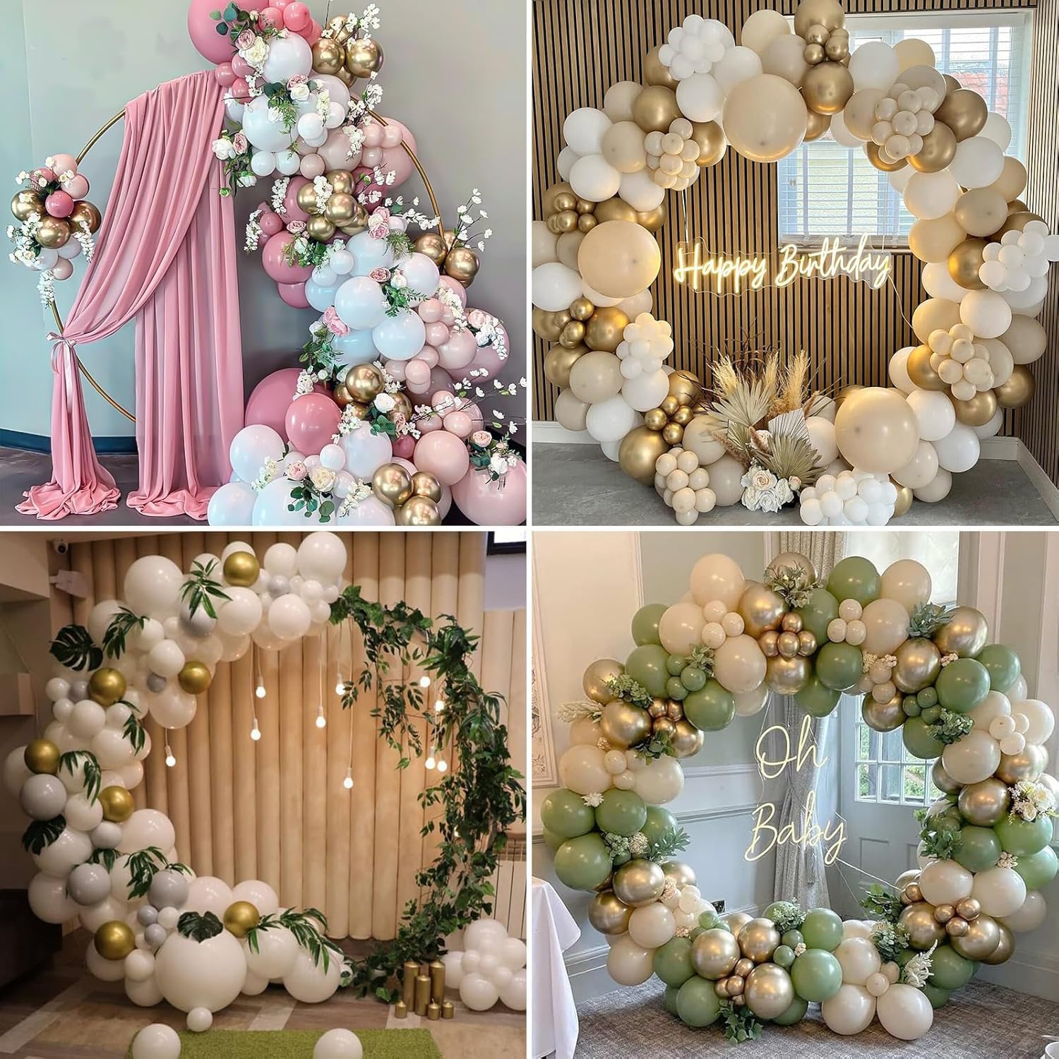 Set di arco per palloncini, 2,2 m, arco per palloncini in oro, con piede, arco per palloncini in metallo, per compleanno, matrimonio, laurea, decorazione