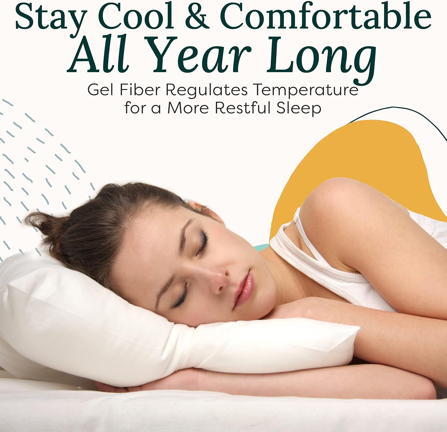 Zen Bamboo Cooling Pillows for Sleeping - King Size Bed Pillow Set of 2 - Cool & Breathable Bamboo Cover - Reduces Neck Pain - Side Back and Stomach Sleeper