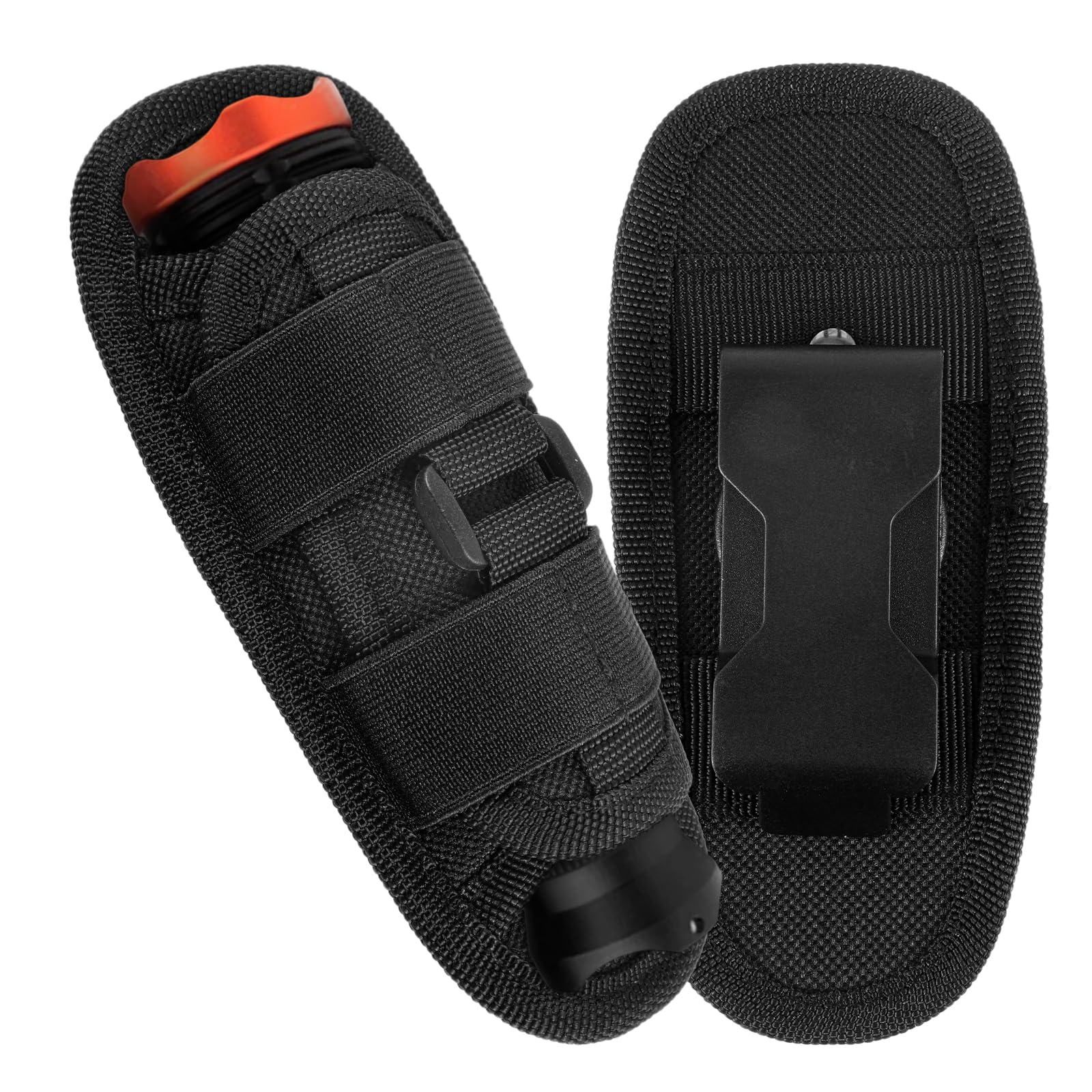 Flashlight Holder Duty Belt Rotatable Flash Light Pouch Clip, Flashlight Carrying Case Holders for Duty Belt Police Safety Belts(Black)