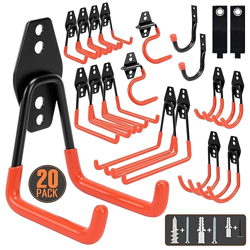 TONDA Garage Hooks, 20 Pack Garage Organization, Wall Storage Hooks