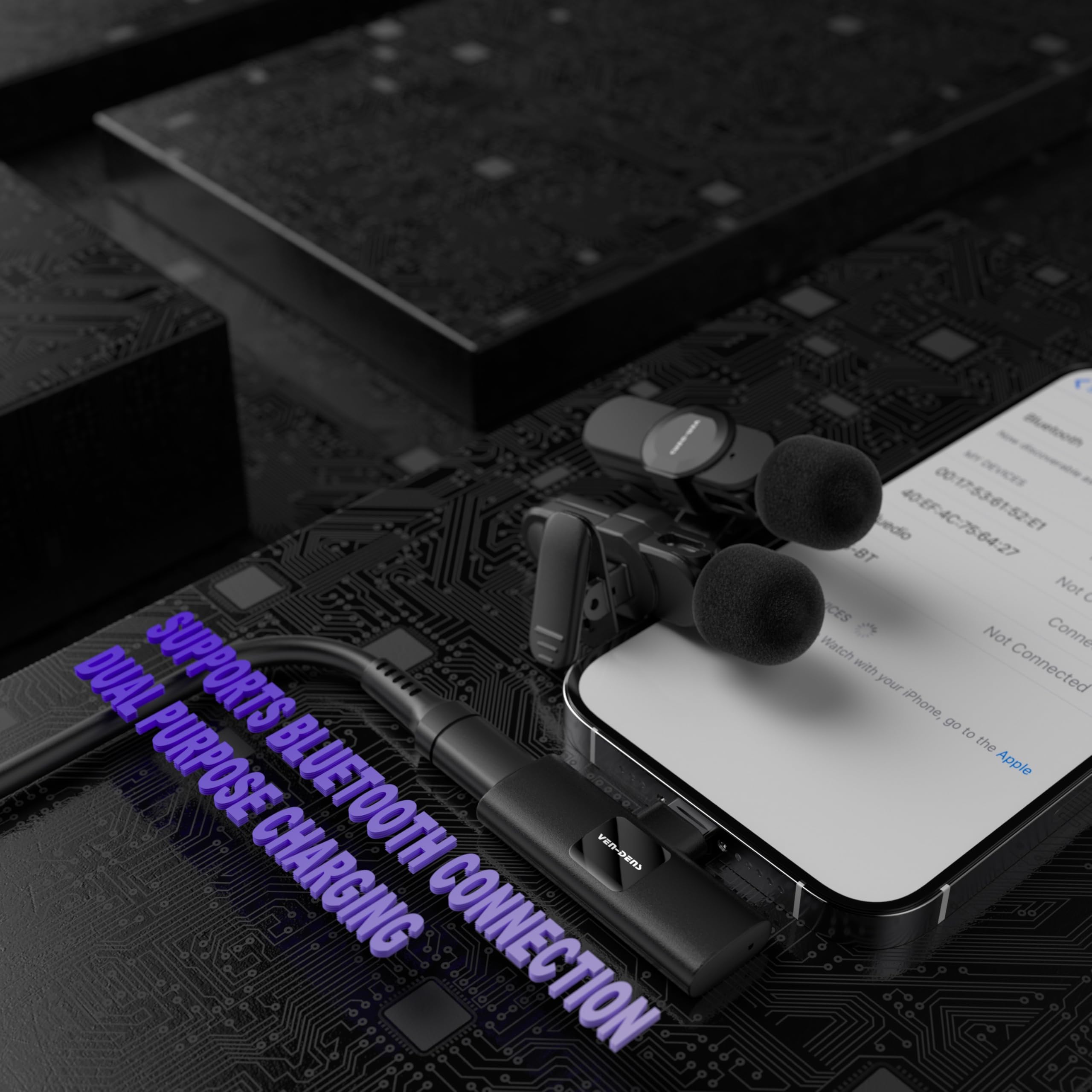 Microfono Lavalier wireless compatibile con iPhone/iPad e dispositivi di tipo C. 4 varianti disponibili con 2 varianti con variante Lightning e variante Tipo C (Plug and Play) (IOS - 2 Mic)