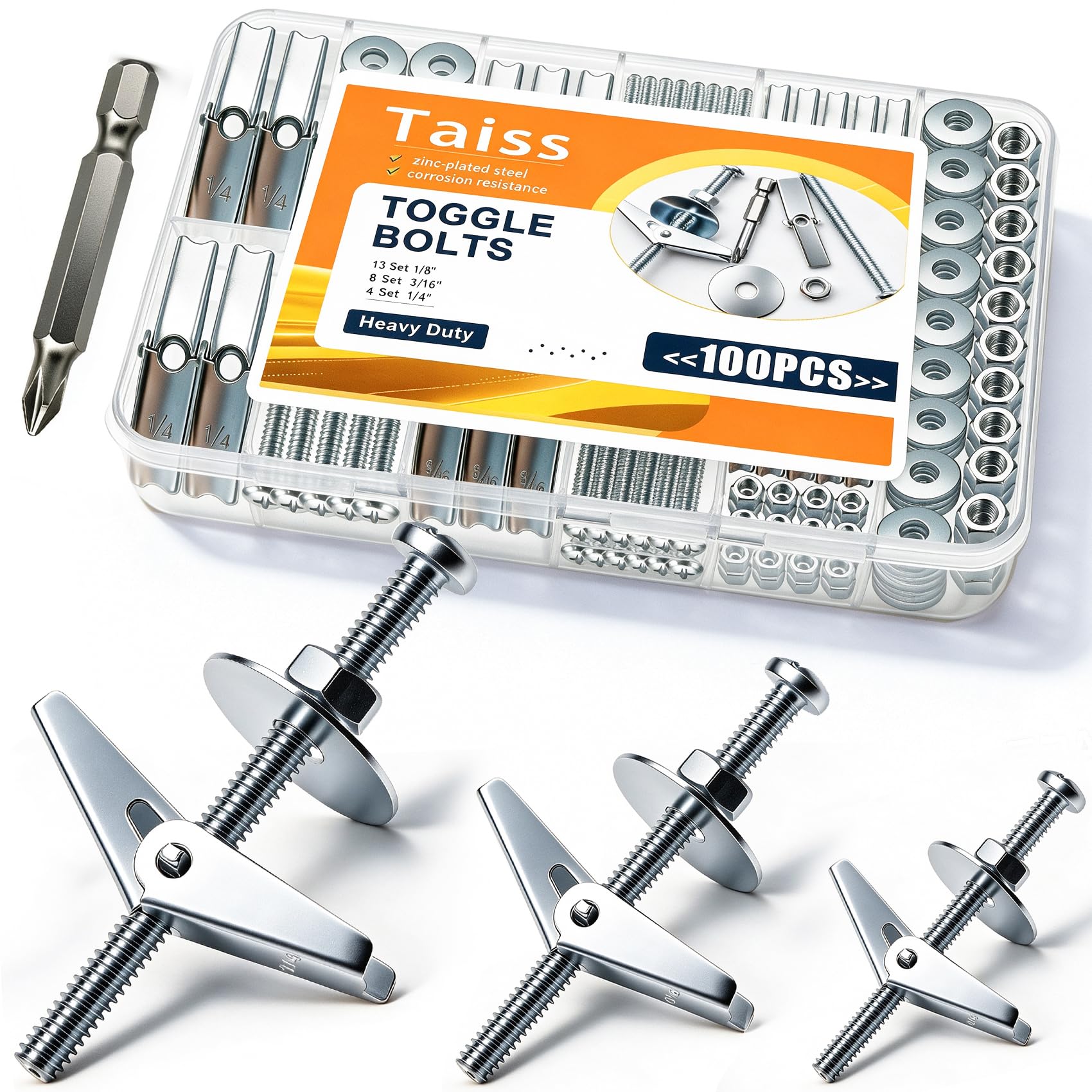 Taiss Drywall Anchors - 265lb Heavy Duty Toggle Bolts -7 Taiss Drywall Anchors - 265lb Heavy Duty Toggle Bolts -7